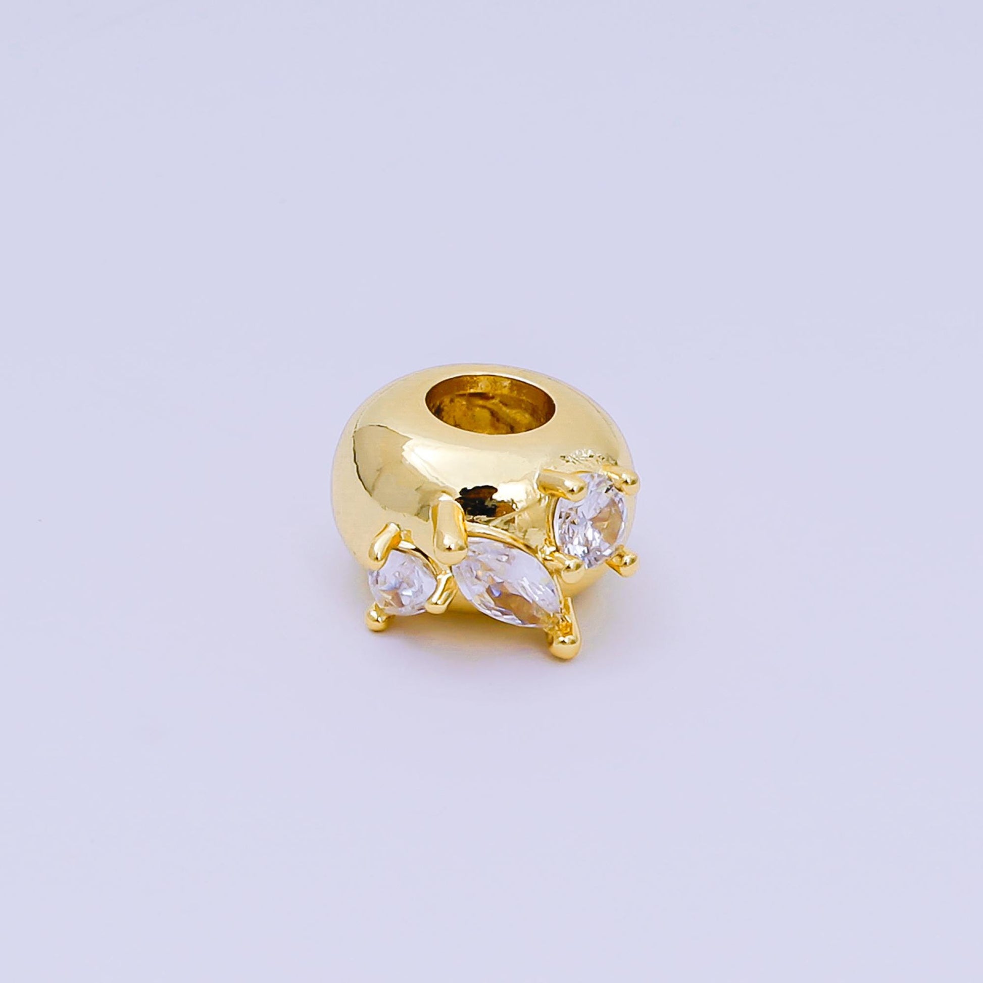 1pc gold Triple CZ Shape spacer beads for diy beaded bracelet jewelry charms rondelle bead spacer bead size 12mm bead Large Hole B-003