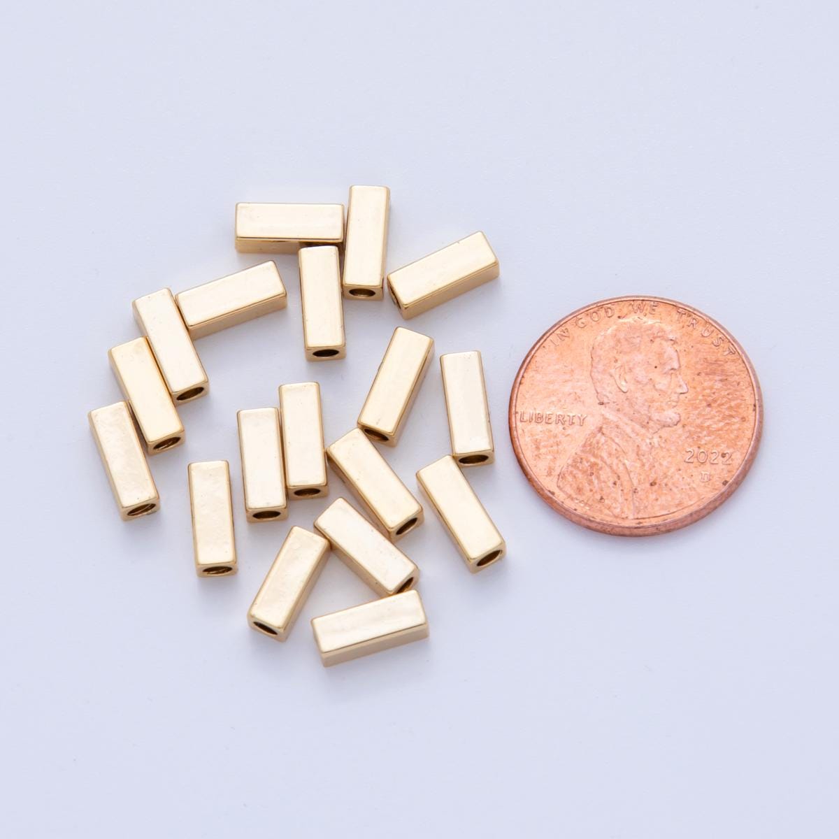 18K Gold Filled 3mm Thin Rectangular Bead Spacer Set by 10 Pieces | B792