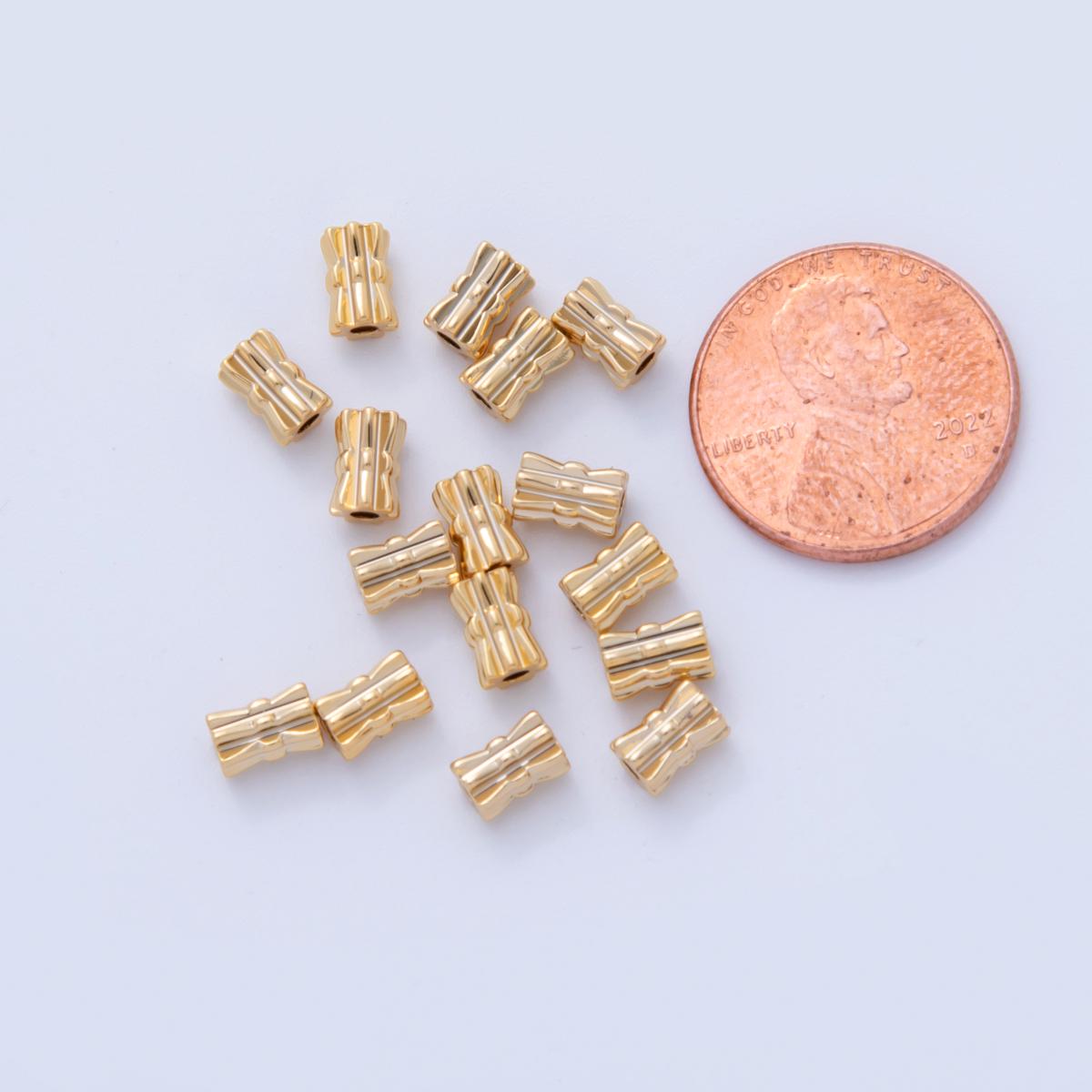 18K Gold Filled 4mm Geometric Lined Tube Bead Spacer Set by 10 Pieces | B823