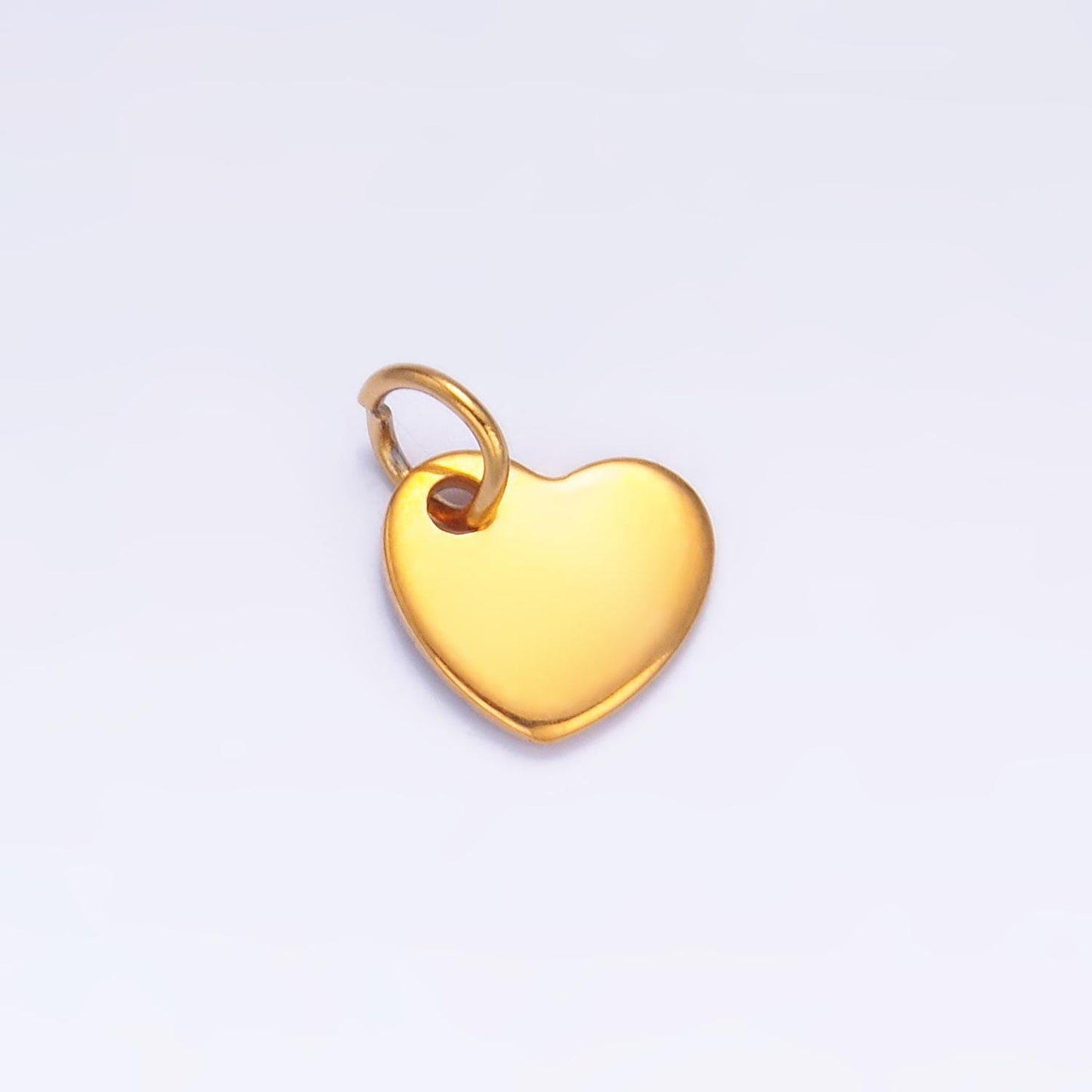 10x Mini Gold Engraved Stainless Steel Heart Pendant for Personalize Front Back or Both Blank Tag Jewelry Making Supply 8mm Round Charm P660