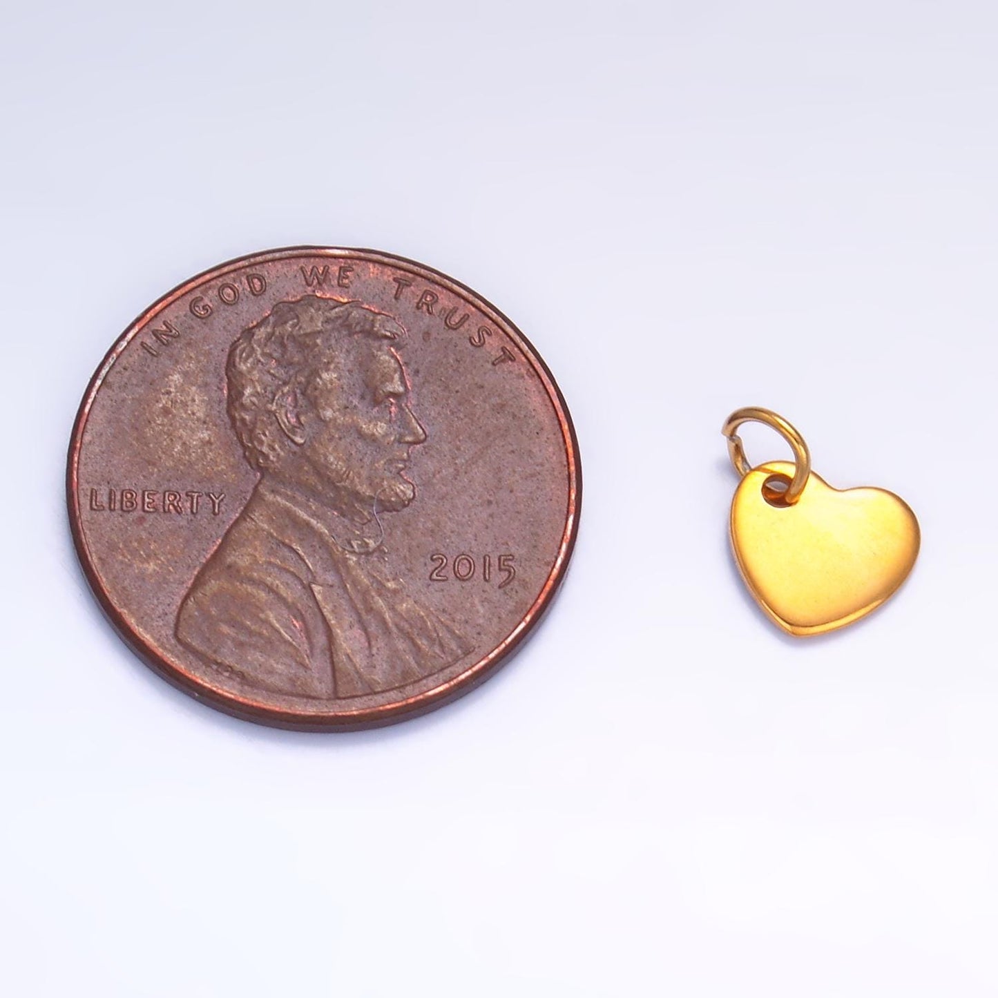 10x Mini Gold Engraved Stainless Steel Heart Pendant for Personalize Front Back or Both Blank Tag Jewelry Making Supply 8mm Round Charm P660