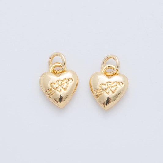 Mini gold heart charm Love Arrow pendant for necklace bracelet earring component Valentine Jewelry Inspired AF-709