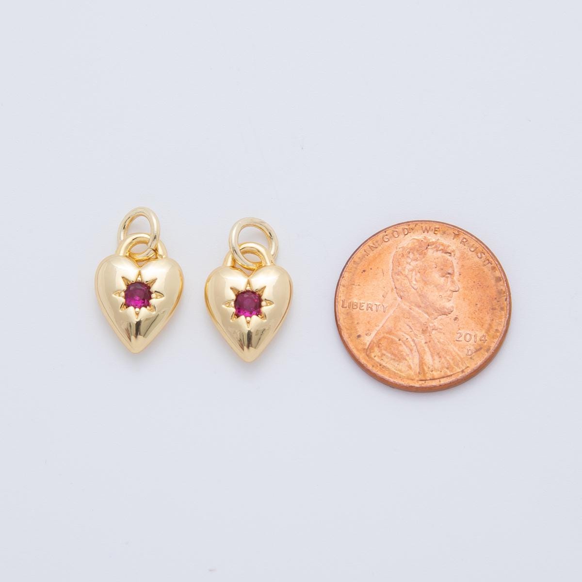 Mini gold heart charm Pink Heart CZ pendant for necklace bracelet earring component Valentine Jewelry Inspired AF-710