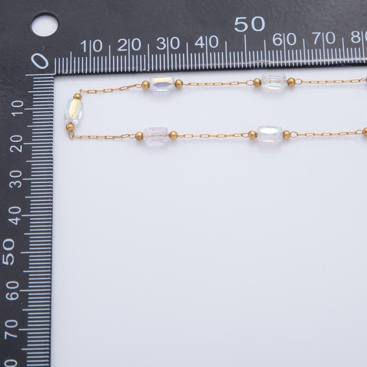 Stainless Steel Clear AB Multifaceted Tube Cylinder Crystal Paperclip Unfinished Chain by Yard | Roll-1609