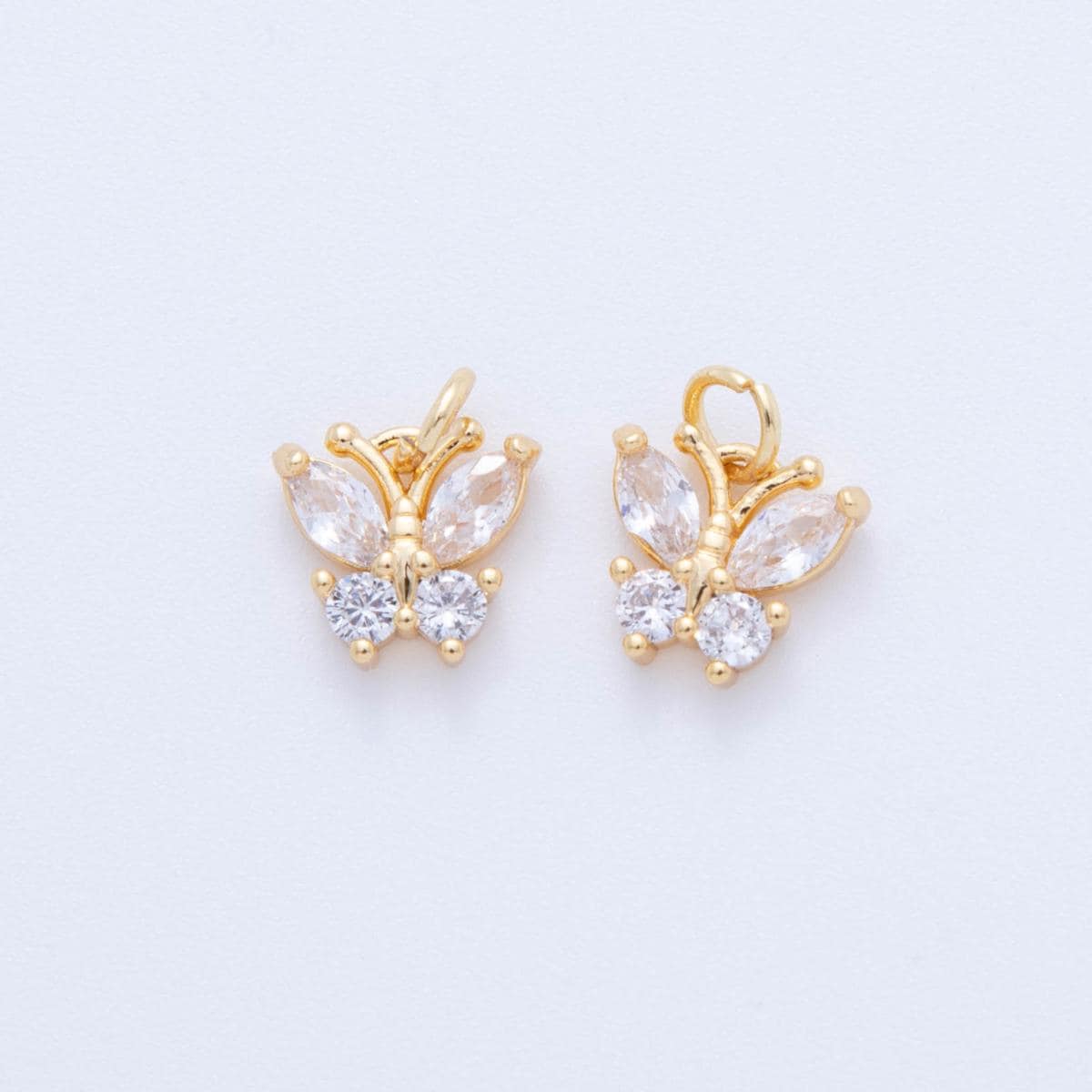 18K Gold Filled Colorful Micro Pave CZ Butterfly Mini Charm C-773