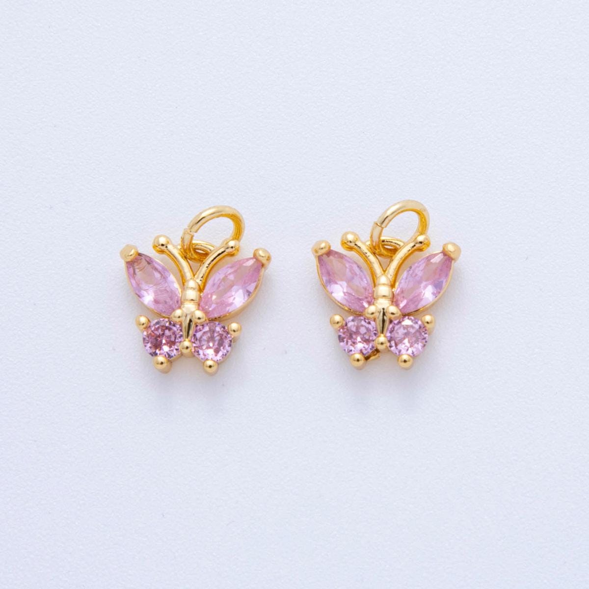 18K Gold Filled Colorful Micro Pave CZ Butterfly Mini Charm C-773
