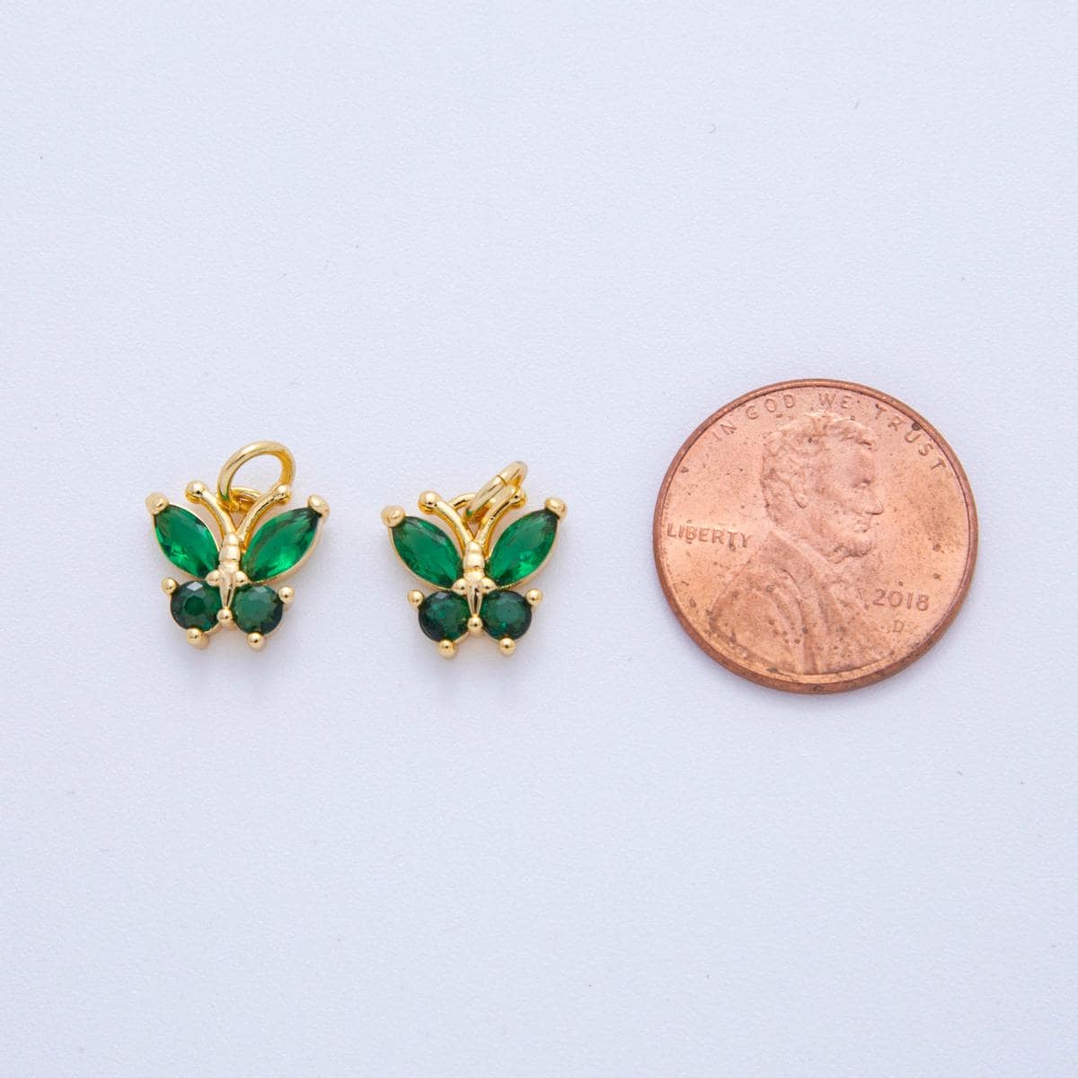 18K Gold Filled Colorful Micro Pave CZ Butterfly Mini Charm C-773