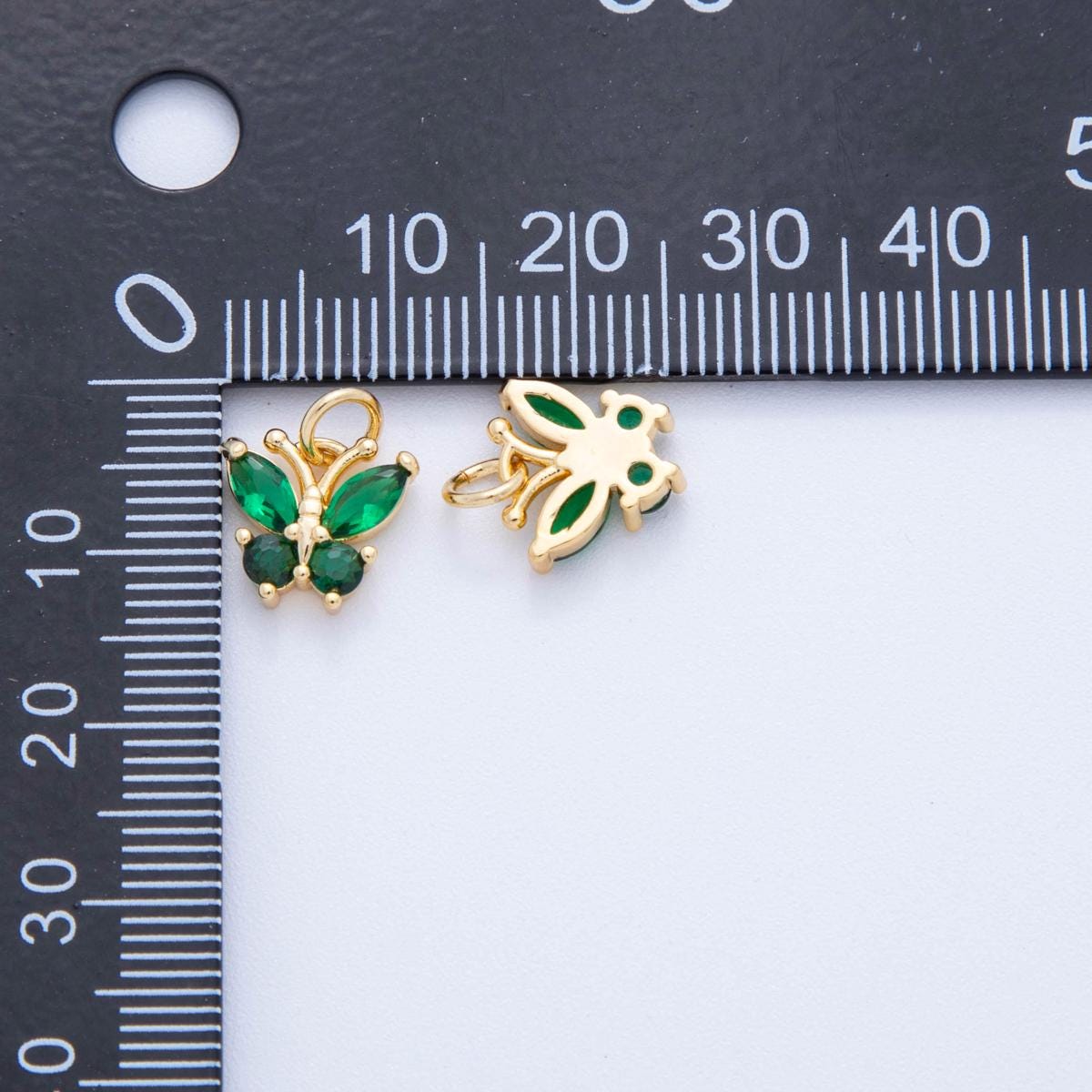 18K Gold Filled Colorful Micro Pave CZ Butterfly Mini Charm C-773