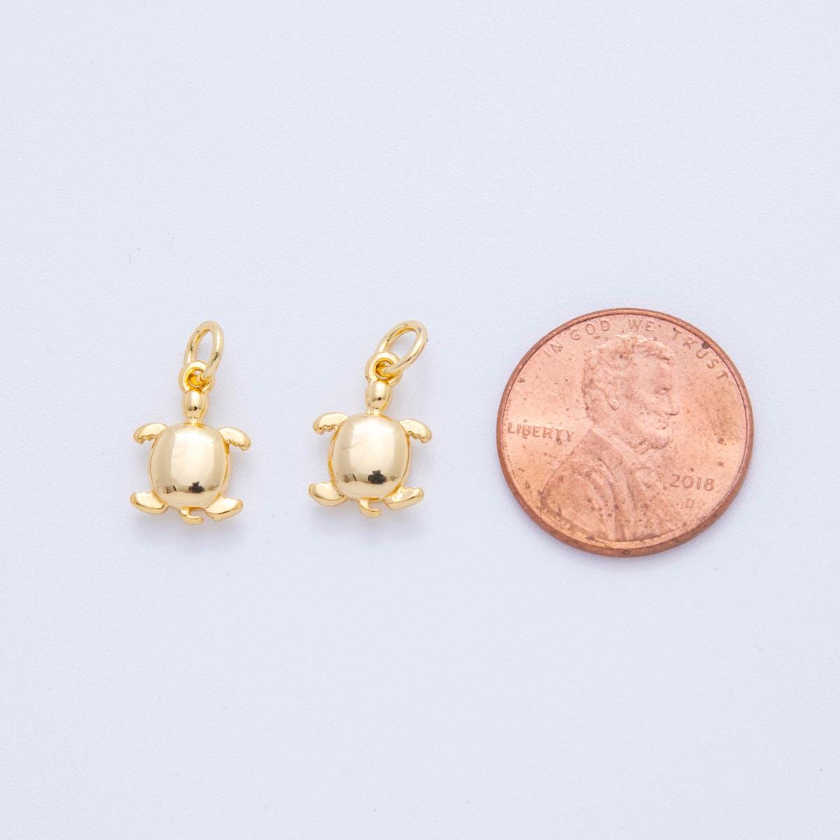 18k Gold Filled Tiny Little Gold Small Sea Turtle Charm Mini Tortoise Animal Charm Beach Cruise Jewelry Supplies N-313