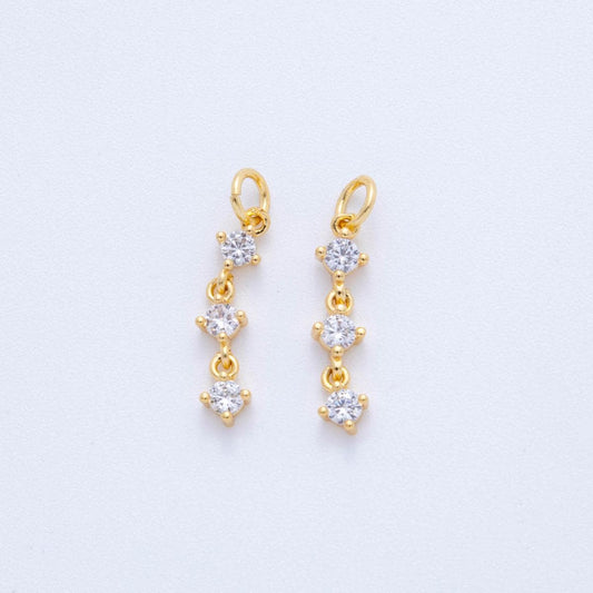 18K Gold Filled Star Charm Earrings with Clear CZ – Star Charm Drop Pendant For Bracelet Necklace Component X-433