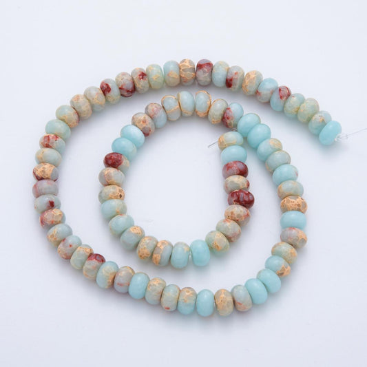 8mm Blue Red Fire Agate Natural Gemstone Bead Strand Finding Candy Rondelle Beads | WA-3281