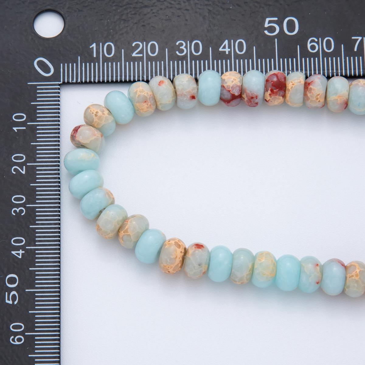 8mm Blue Red Fire Agate Natural Gemstone Bead Strand Finding Candy Rondelle Beads | WA-3281