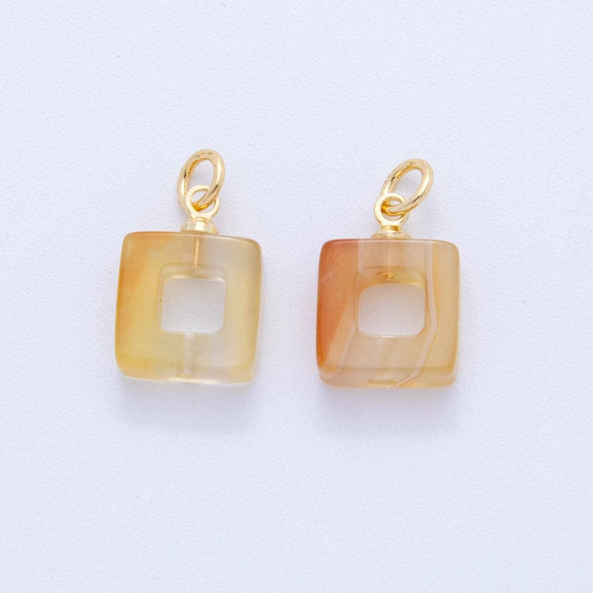 Mini 18K Gold Filled Citrine Open Square Charm Pendant for DIY Jewelry, Bracelets, Necklaces, and Craft Supplies AG-295