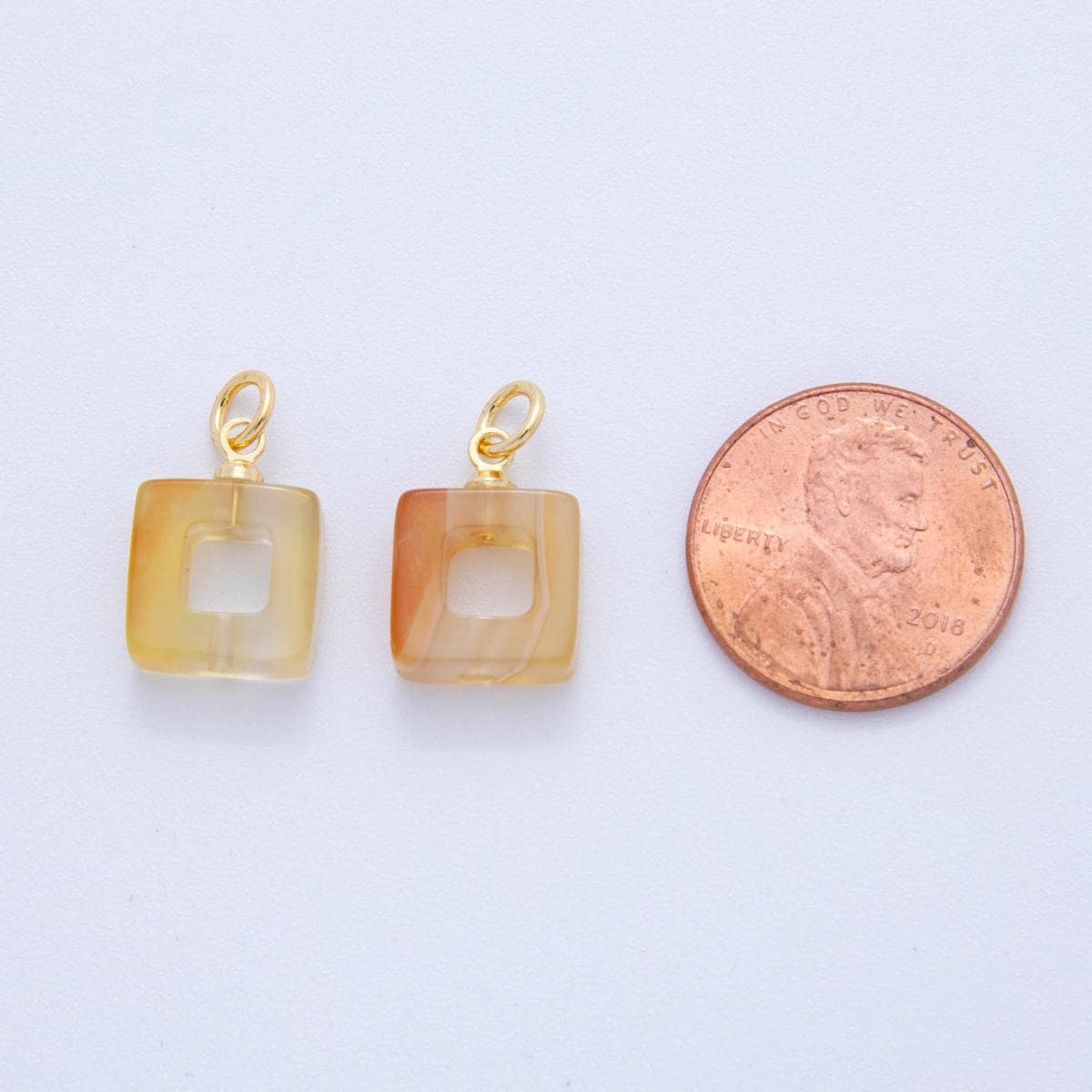 Mini 18K Gold Filled Citrine Open Square Charm Pendant for DIY Jewelry, Bracelets, Necklaces, and Craft Supplies AG-295