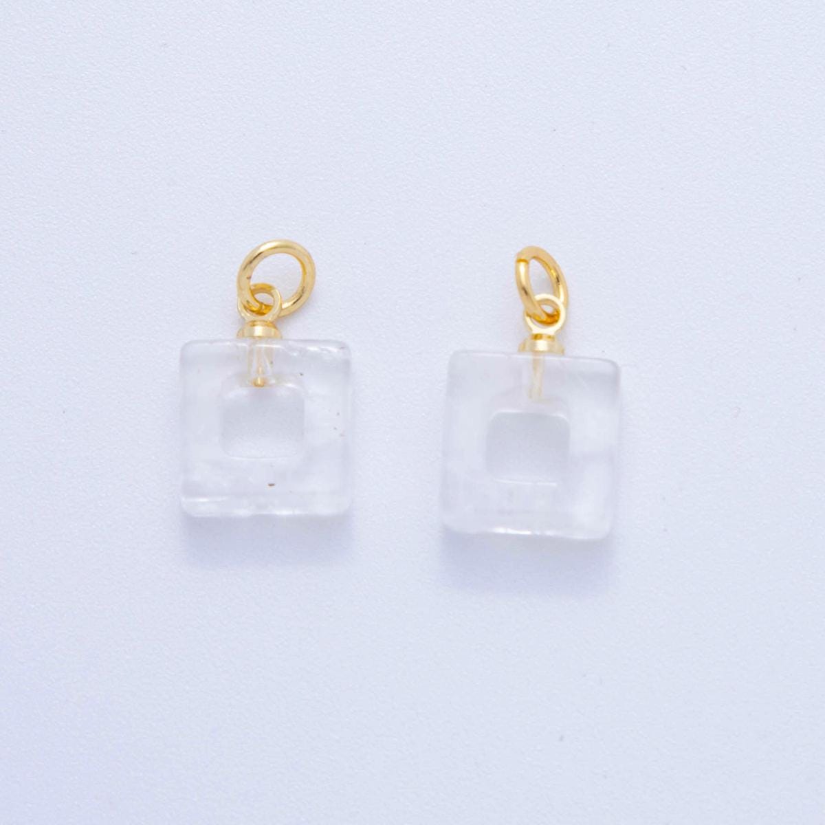 Mini 18K Gold Filled Citrine Open Square Charm Pendant for DIY Jewelry, Bracelets, Necklaces, and Craft Supplies AG-295
