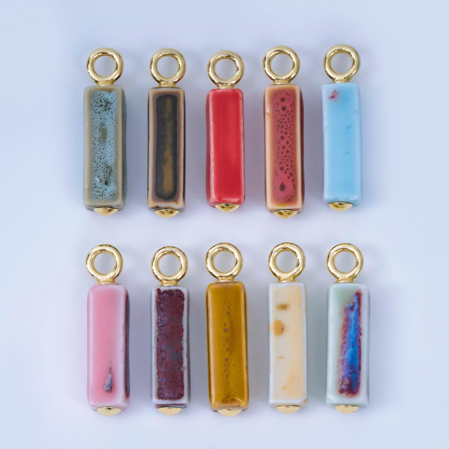 Dainty Ceramic Bar beads Charm Colorful pendant for necklace Bracelet Earring Charm AJ-451