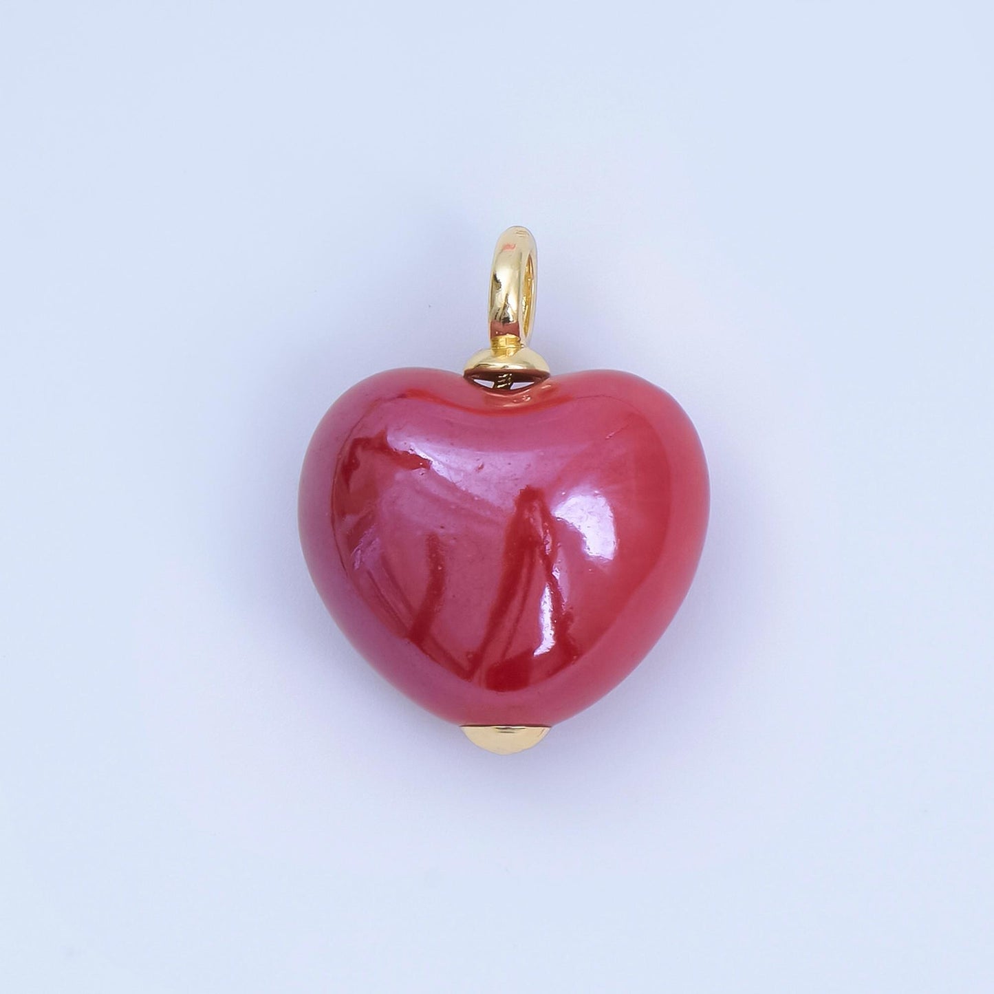 Dainty Ceramic Heart Charm Cute Puffy Heart Colorful Pendant for DIY Jewelry, Bracelets, Necklaces, and Craft Supplies AJ-402