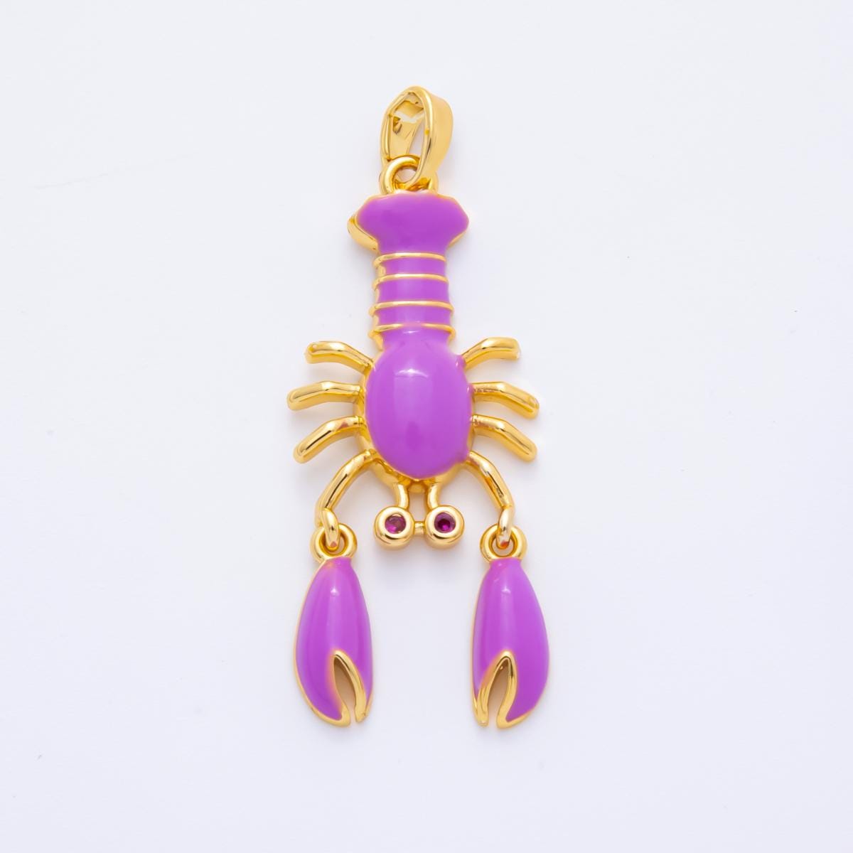 Move Claw Red Lobster Charms 18K Gold Filled Enamel Lobster Pendant Sea Life Ocean Charm Bracelet Necklace for DIY Jewelry Supply AH-798