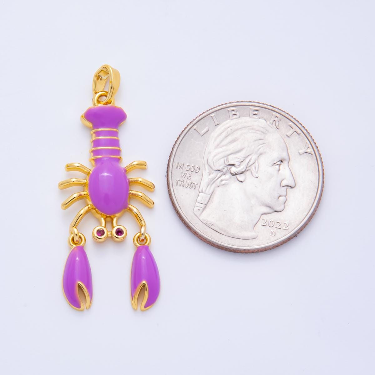 Move Claw Red Lobster Charms 18K Gold Filled Enamel Lobster Pendant Sea Life Ocean Charm Bracelet Necklace for DIY Jewelry Supply AH-798