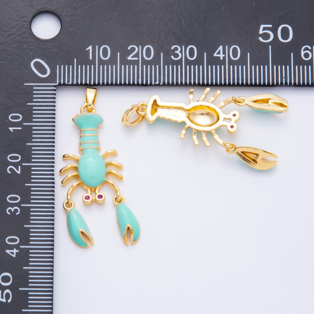 Move Claw Red Lobster Charms 18K Gold Filled Enamel Lobster Pendant Sea Life Ocean Charm Bracelet Necklace for DIY Jewelry Supply AH-798