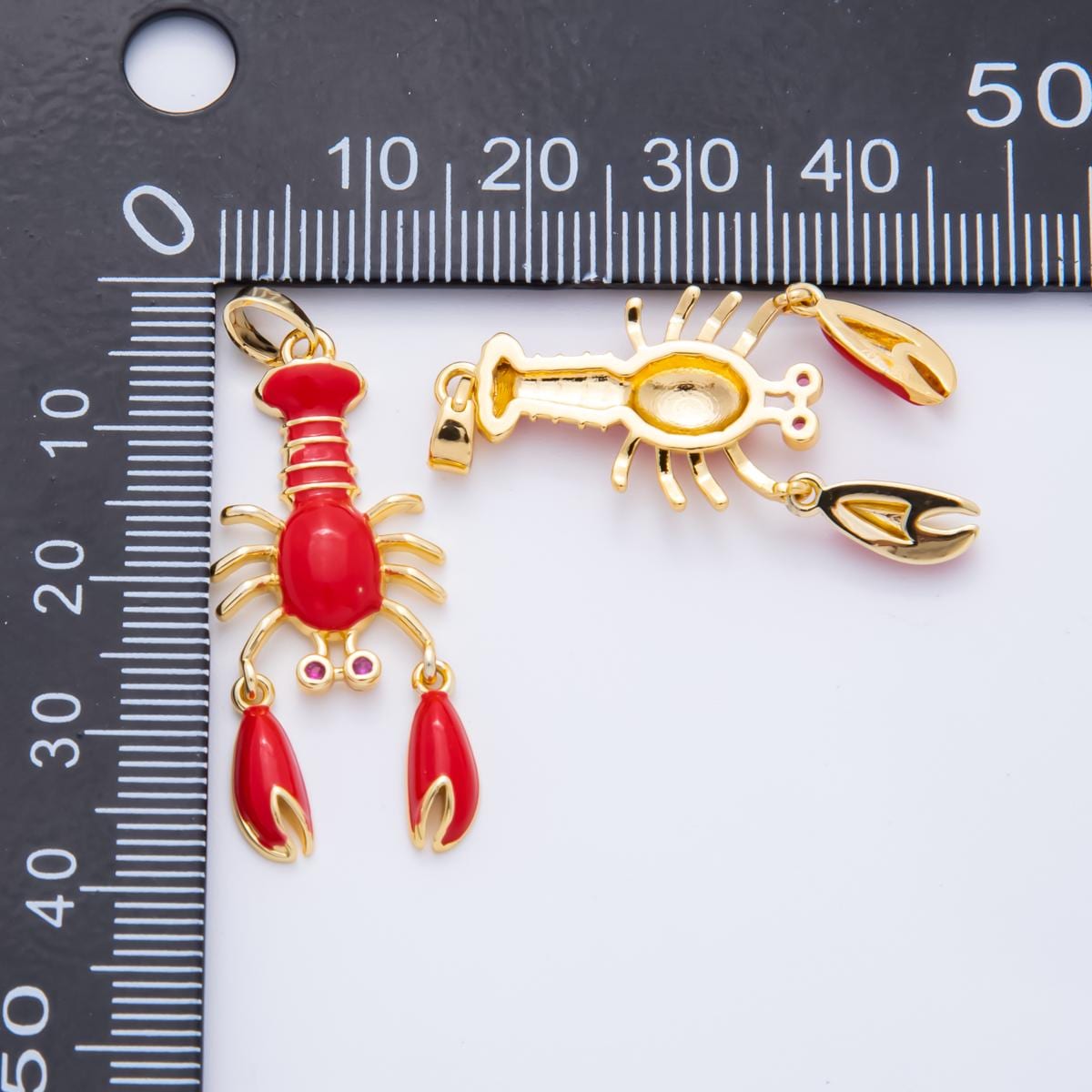 Move Claw Red Lobster Charms 18K Gold Filled Enamel Lobster Pendant Sea Life Ocean Charm Bracelet Necklace for DIY Jewelry Supply AH-798