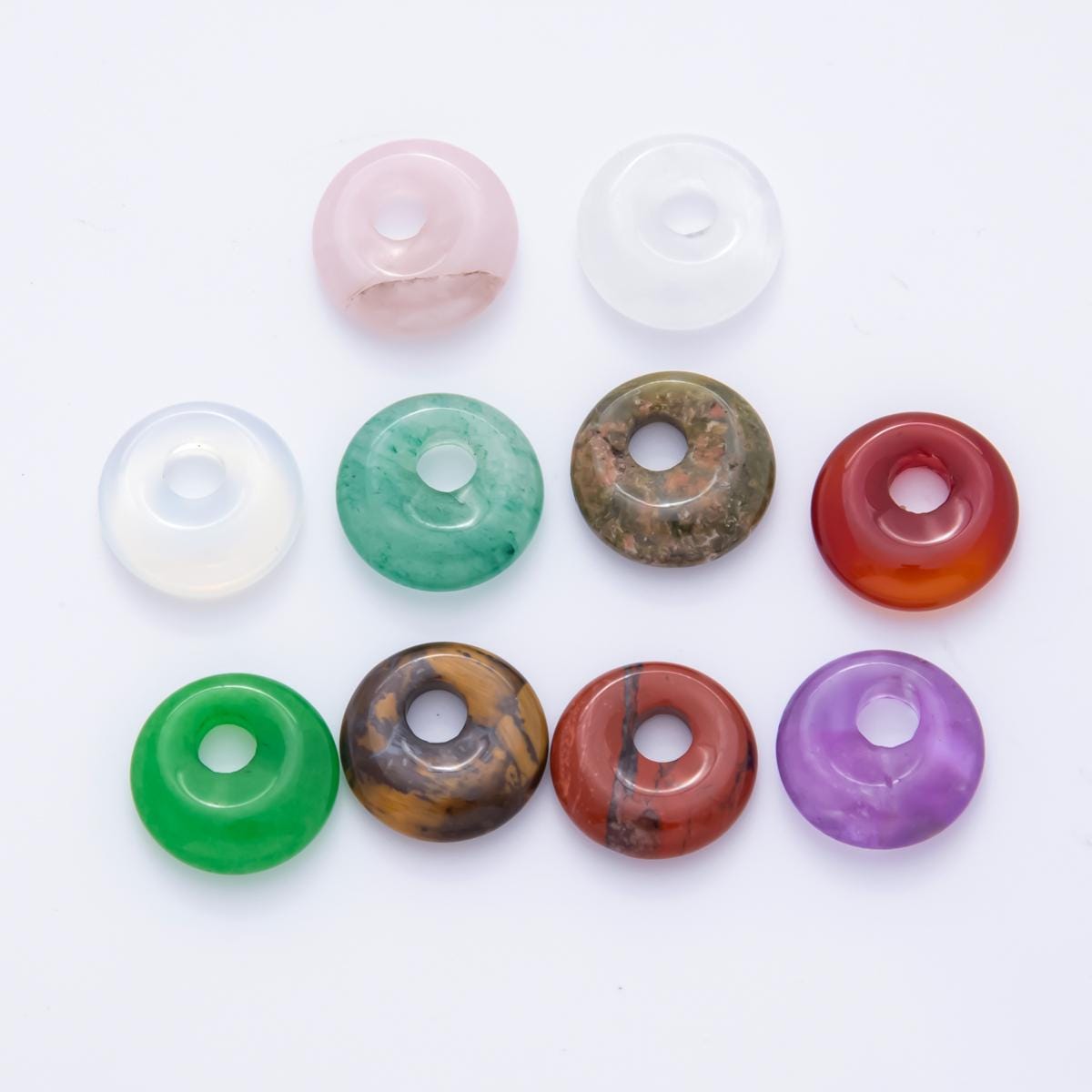 large Hole Natural gemstone Beads 14.5x14.5M Natural Gemstone Donut Beads Rondelle Stone Beads Charm z-1222
