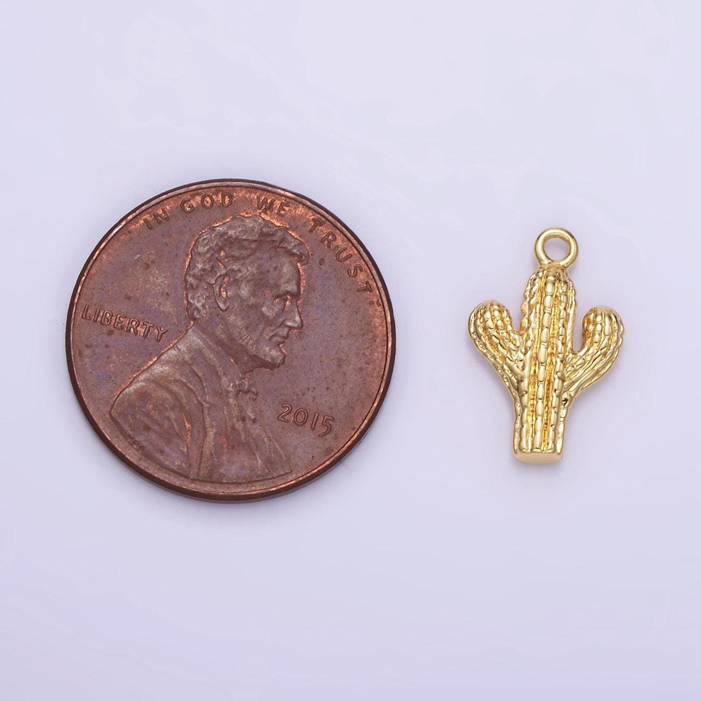 Dainty gold cactus pendant | gold cactus charm | gold cactus necklace bracelet earring charm for diy jewelry supply wholesale jewelry W532