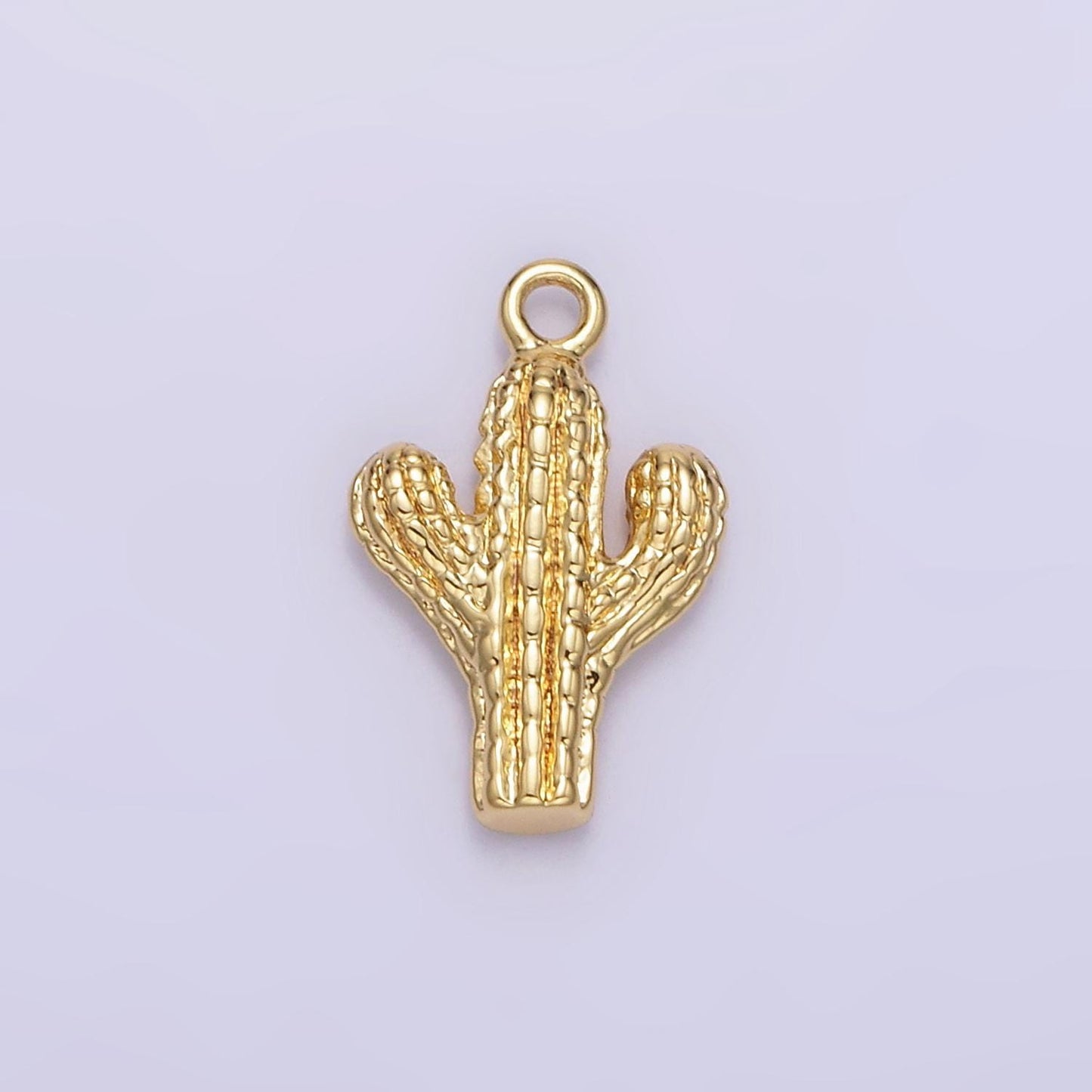 Dainty gold cactus pendant | gold cactus charm | gold cactus necklace bracelet earring charm for diy jewelry supply wholesale jewelry W532