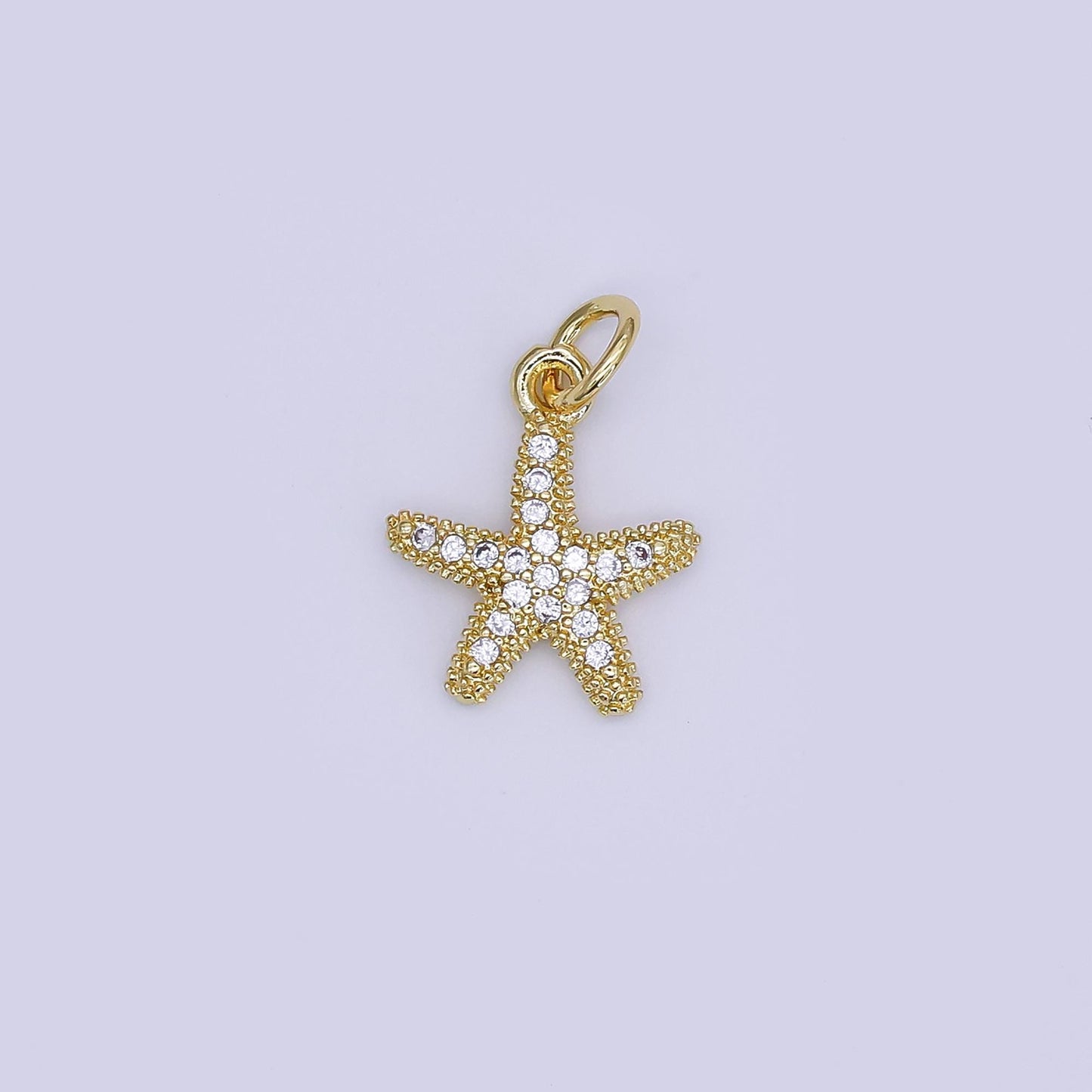Mini CZ Pave Gold Star Charms Dainty Celestial Pendant Cubic Star Charm for Bracelet Earring Necklace Star Fish Charm AJ-355