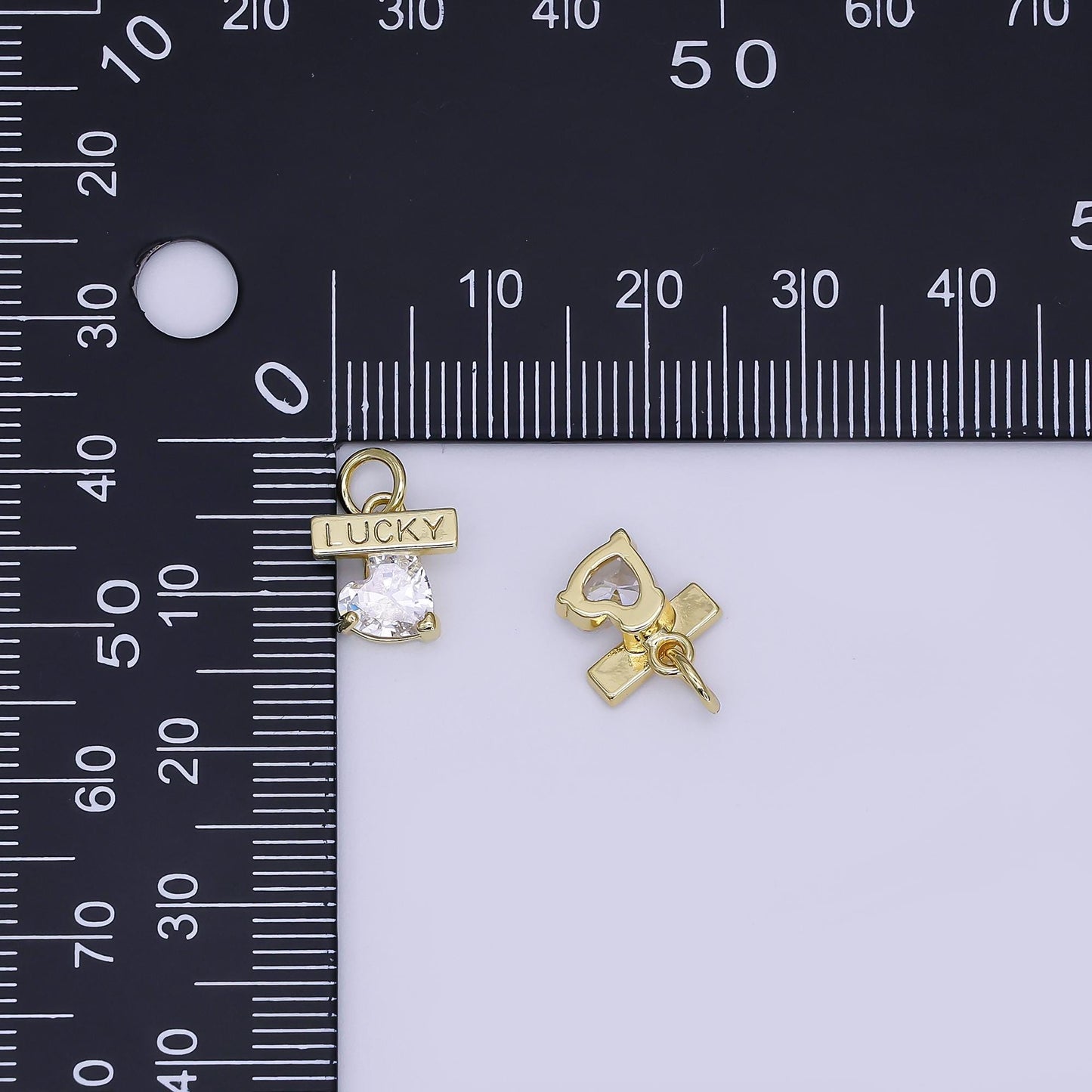 Mini CZ Pave Gold Heart Charms Dainty 24k Gold Filled Lucky Heart Pendant for Bracelet Earring Necklace AJ-360