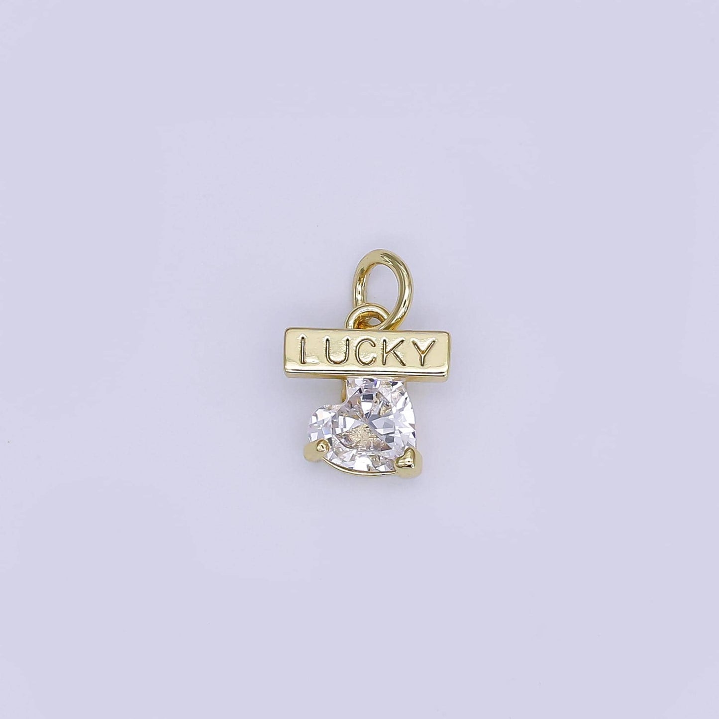 Mini CZ Pave Gold Heart Charms Dainty 24k Gold Filled Lucky Heart Pendant for Bracelet Earring Necklace AJ-360