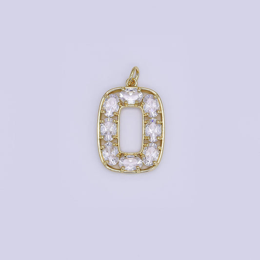 Mini CZ Pave Gold Oblong Charms Dainty 24k Gold Filled Oval Tag Geometry Pendant for Bracelet Earring Necklace AJ-353