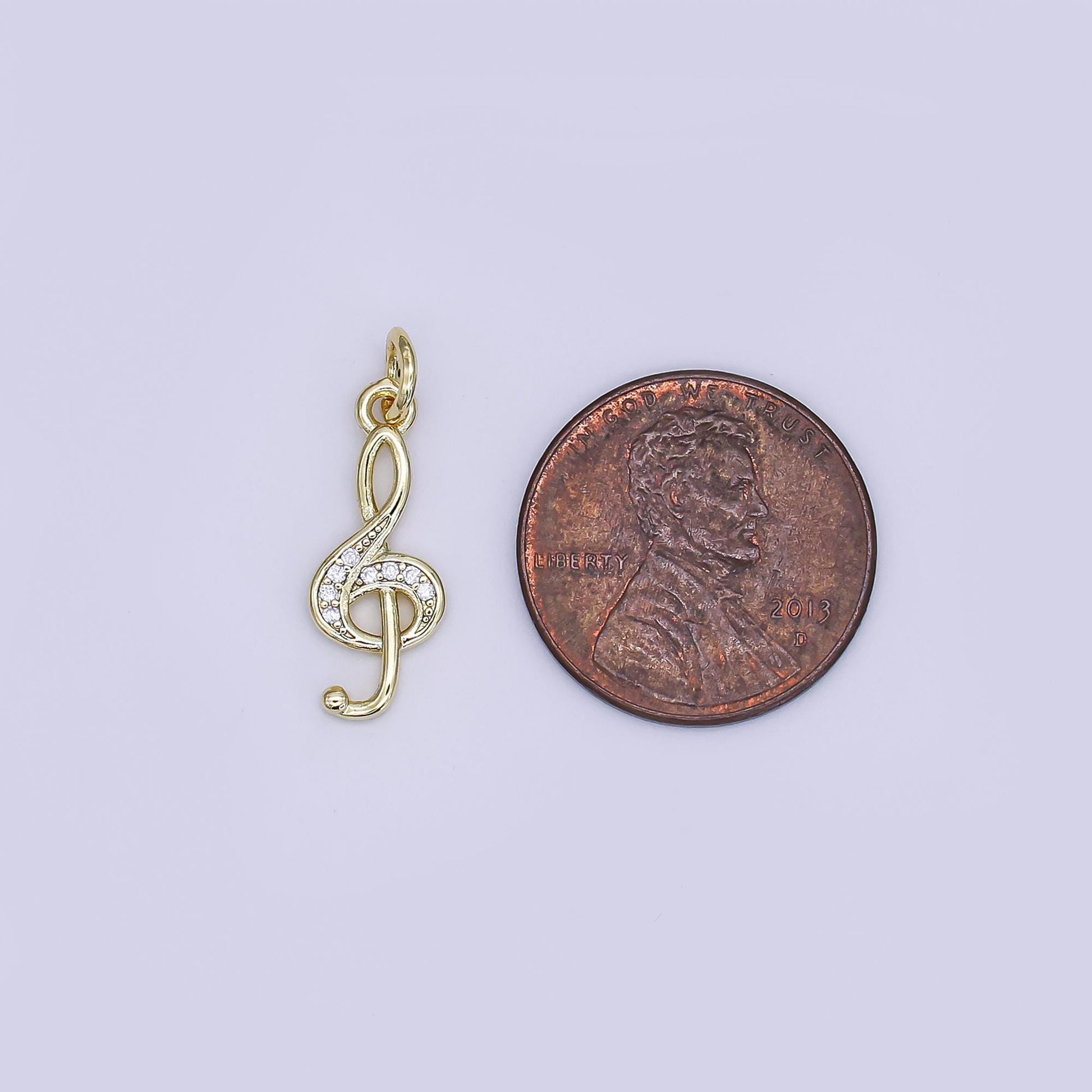 Mini CZ Pave Gold G Clef Charms Dainty 24k Gold Filled Music Notes Pendant for Bracelet Earring Necklace AJ-364