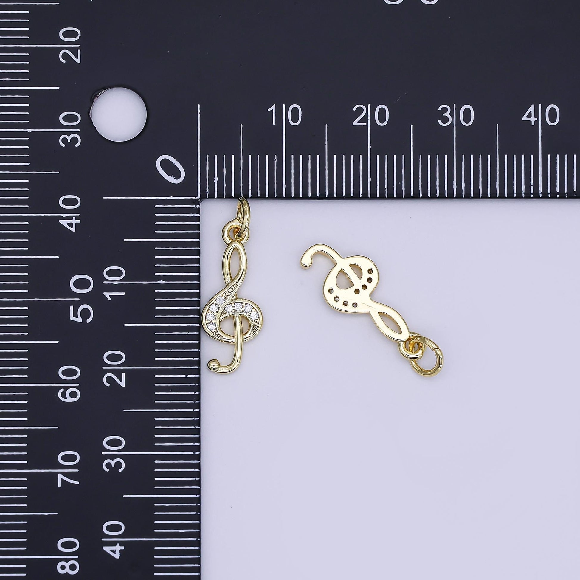 Mini CZ Pave Gold G Clef Charms Dainty 24k Gold Filled Music Notes Pendant for Bracelet Earring Necklace AJ-364