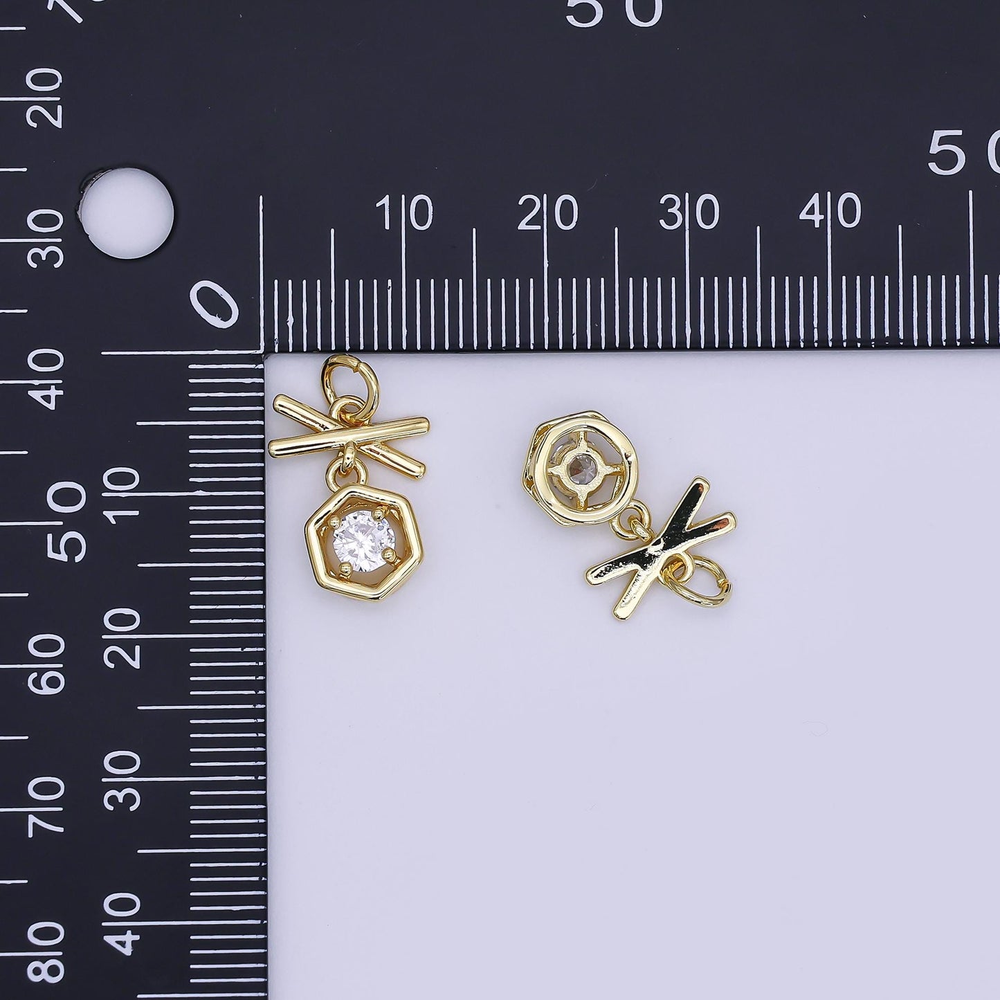 24K Gold Filled Mini Geometric Charm Micro Pave CZ Pendant | AJ-350