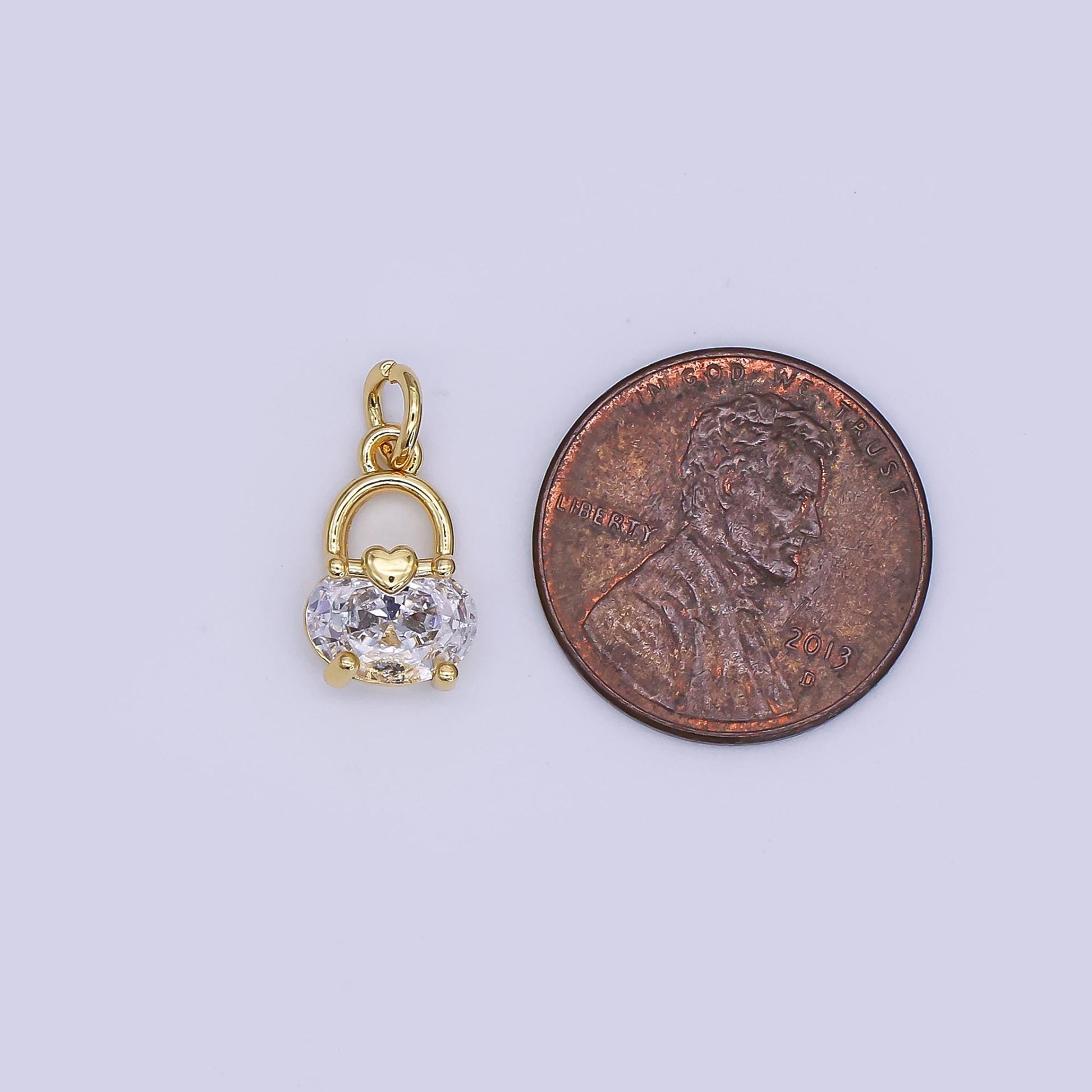 24K Gold Filled Mini Basket Charm Micro Pave CZ Bag Pendant | AJ-354