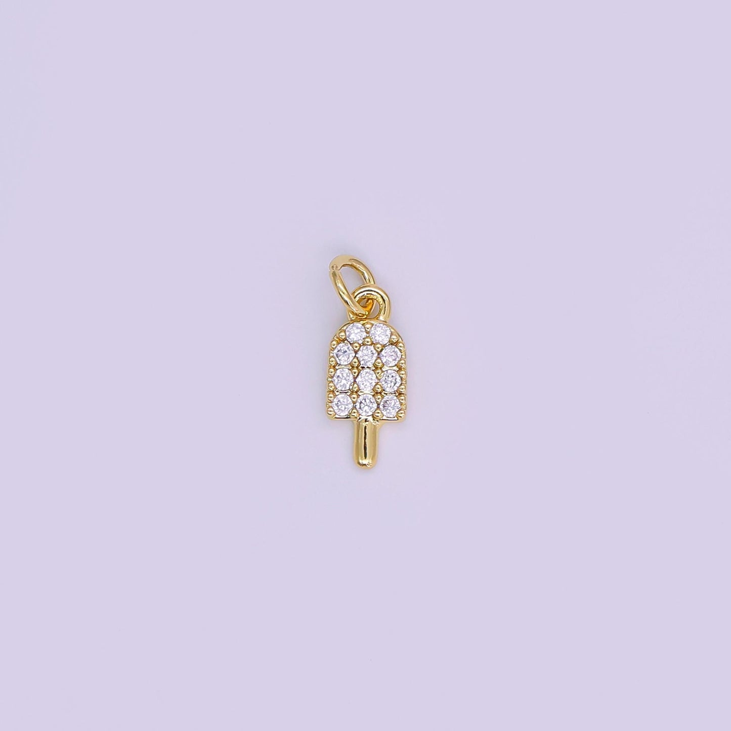 24k Gold Filled Tiny Micro Pave CZ Ice Cream Pendant Charm, Ice Cream Pendant Charm,  Desert Pendant, For DIY Jewelry Making aj-344