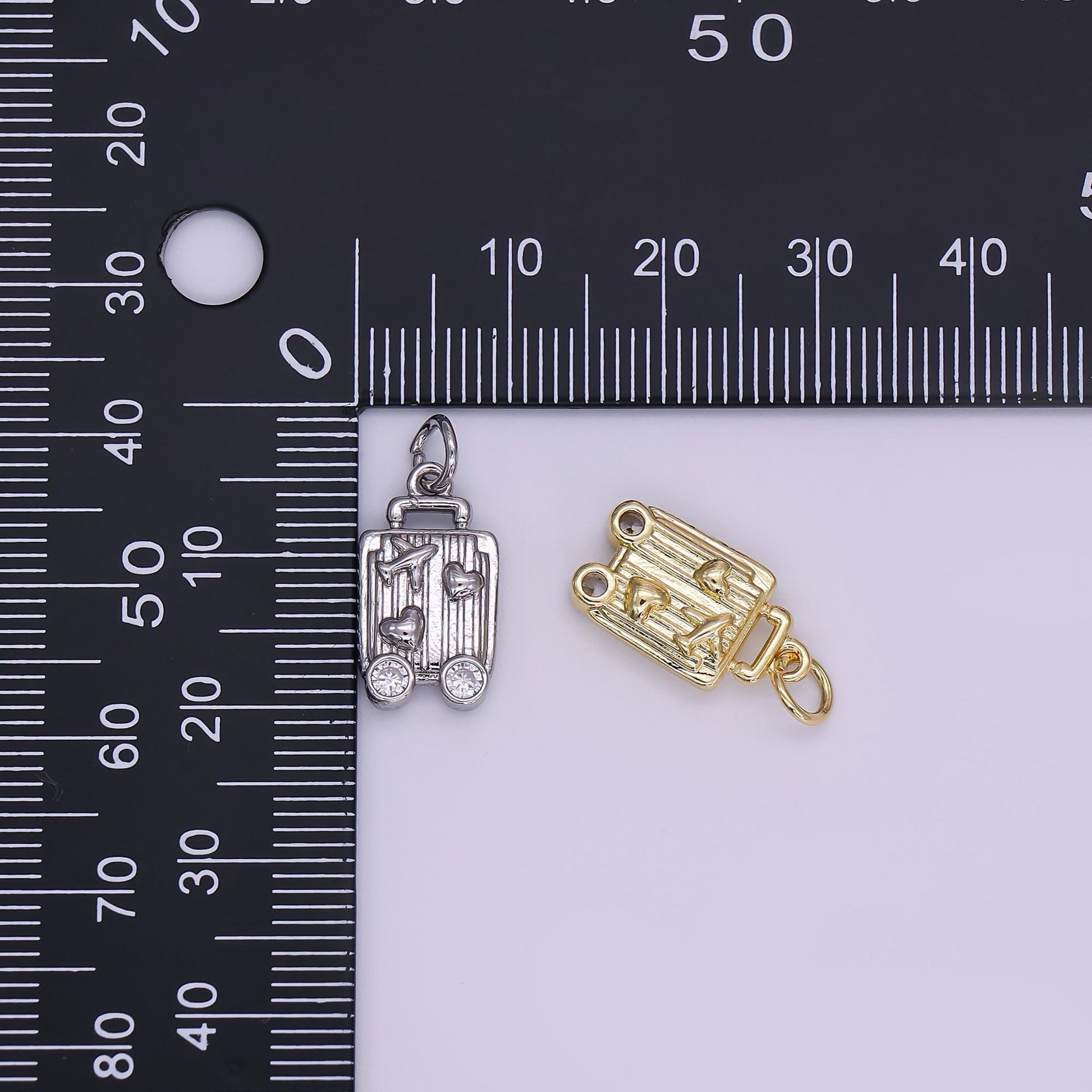 Mini Gold Luggage Charms Dainty Gold Travel Pendant Silver Baggage Claim Charm for Necklace Bracelet Jewelry Making Supply AJ343