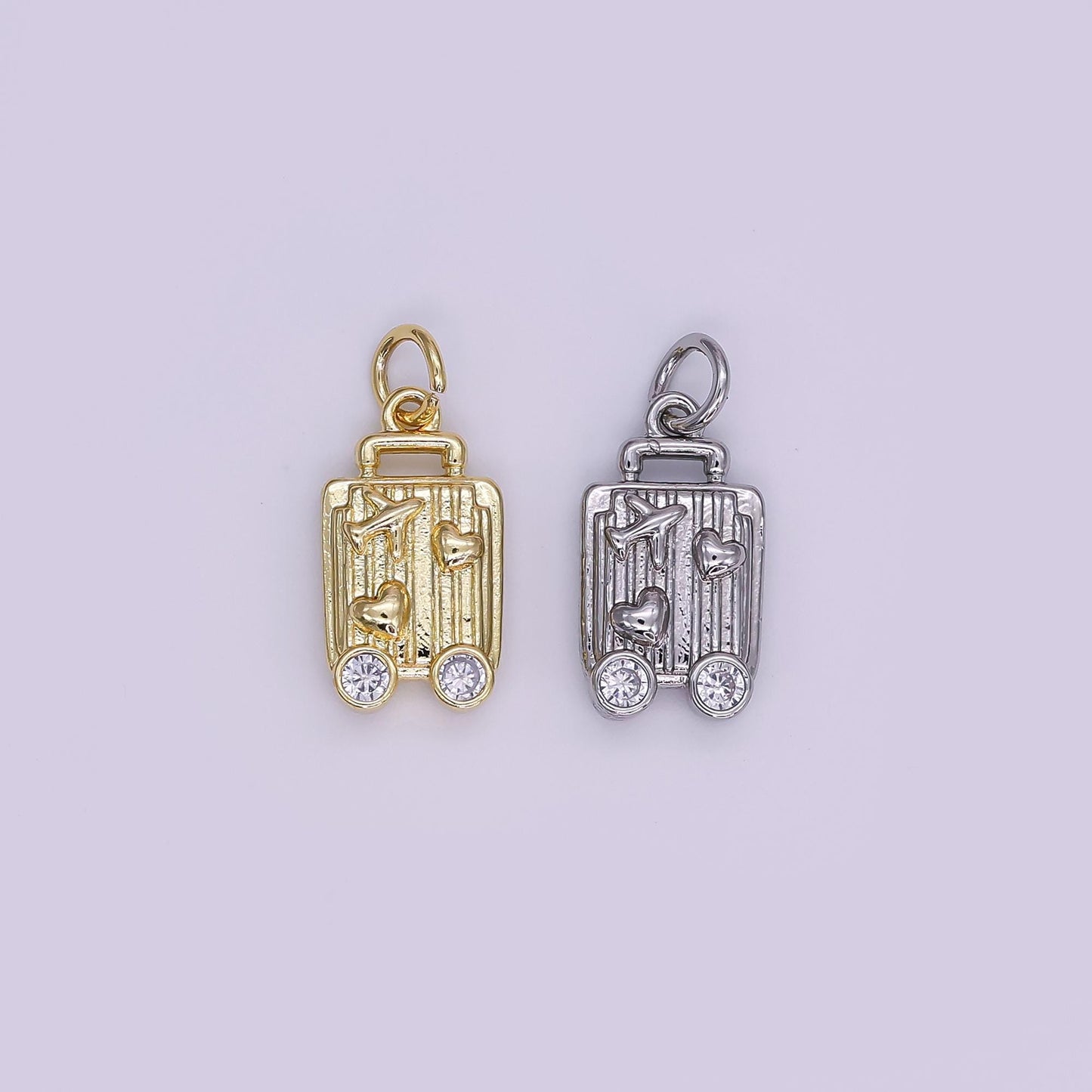 Mini Gold Luggage Charms Dainty Gold Travel Pendant Silver Baggage Claim Charm for Necklace Bracelet Jewelry Making Supply AJ343