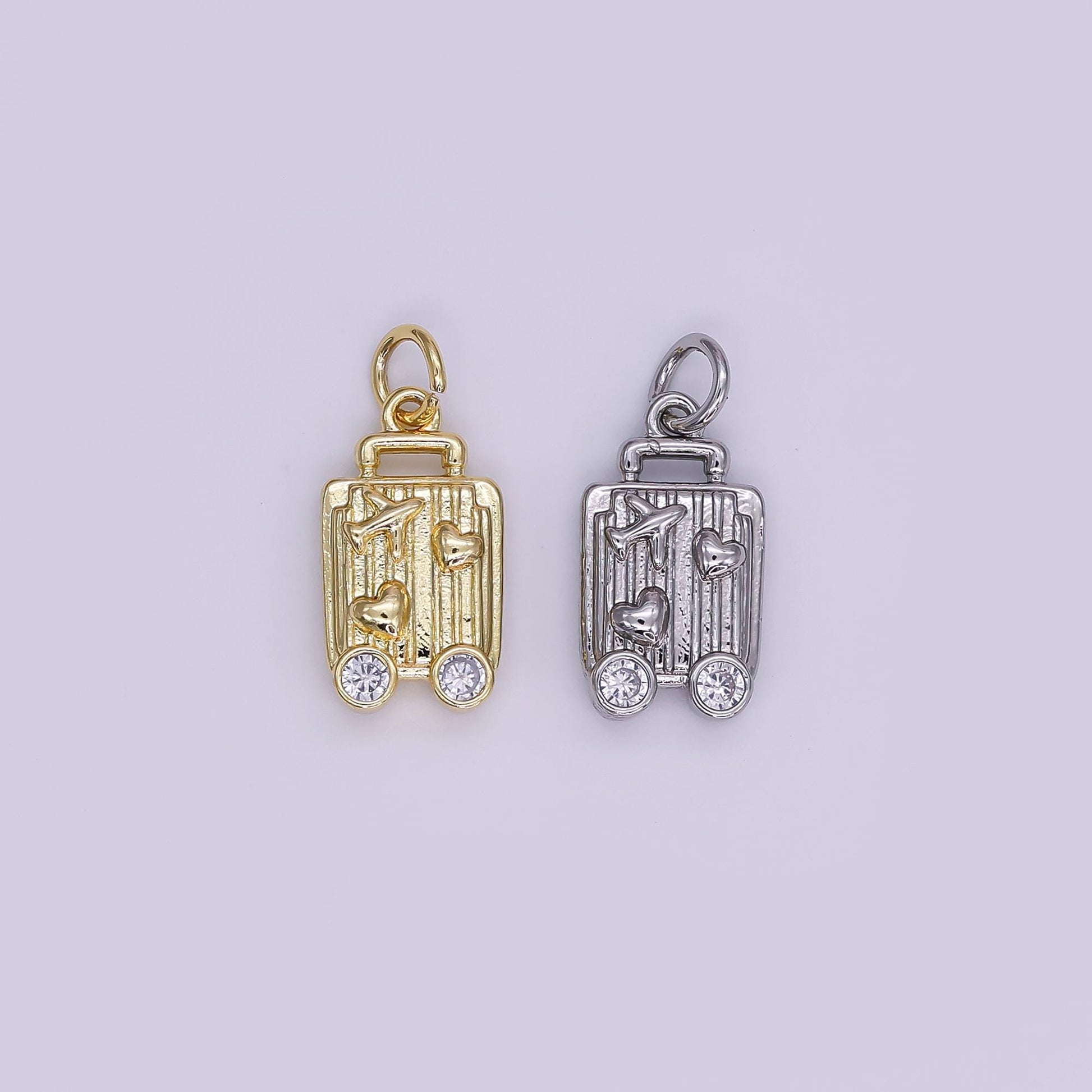 Mini Gold Luggage Charms Dainty Gold Travel Pendant Silver Baggage Claim Charm for Necklace Bracelet Jewelry Making Supply AJ343