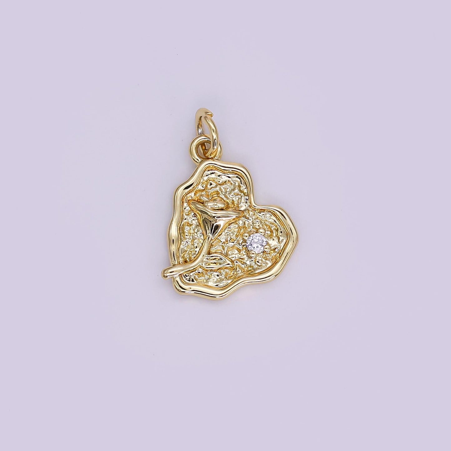 Mini Gold Heart Charms Dainty Gold Floral Pendant Cubic Rose Spring Garden Charm for Necklace Bracelet Jewelry Making Supply AJ341
