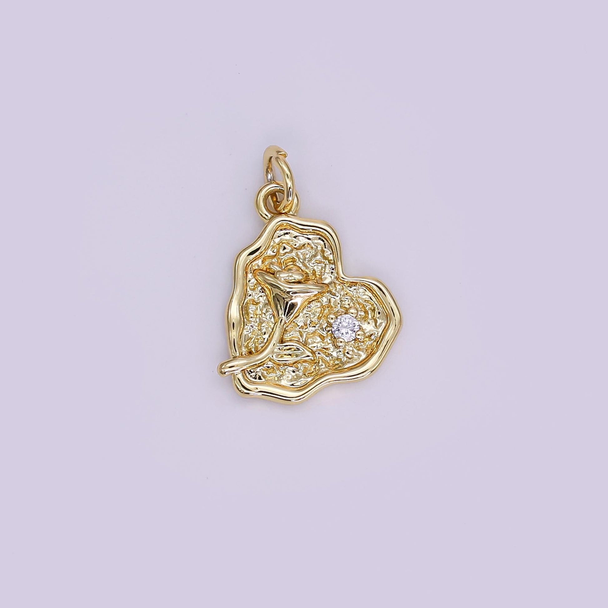 Mini Gold Heart Charms Dainty Gold Floral Pendant Cubic Rose Spring Garden Charm for Necklace Bracelet Jewelry Making Supply AJ341