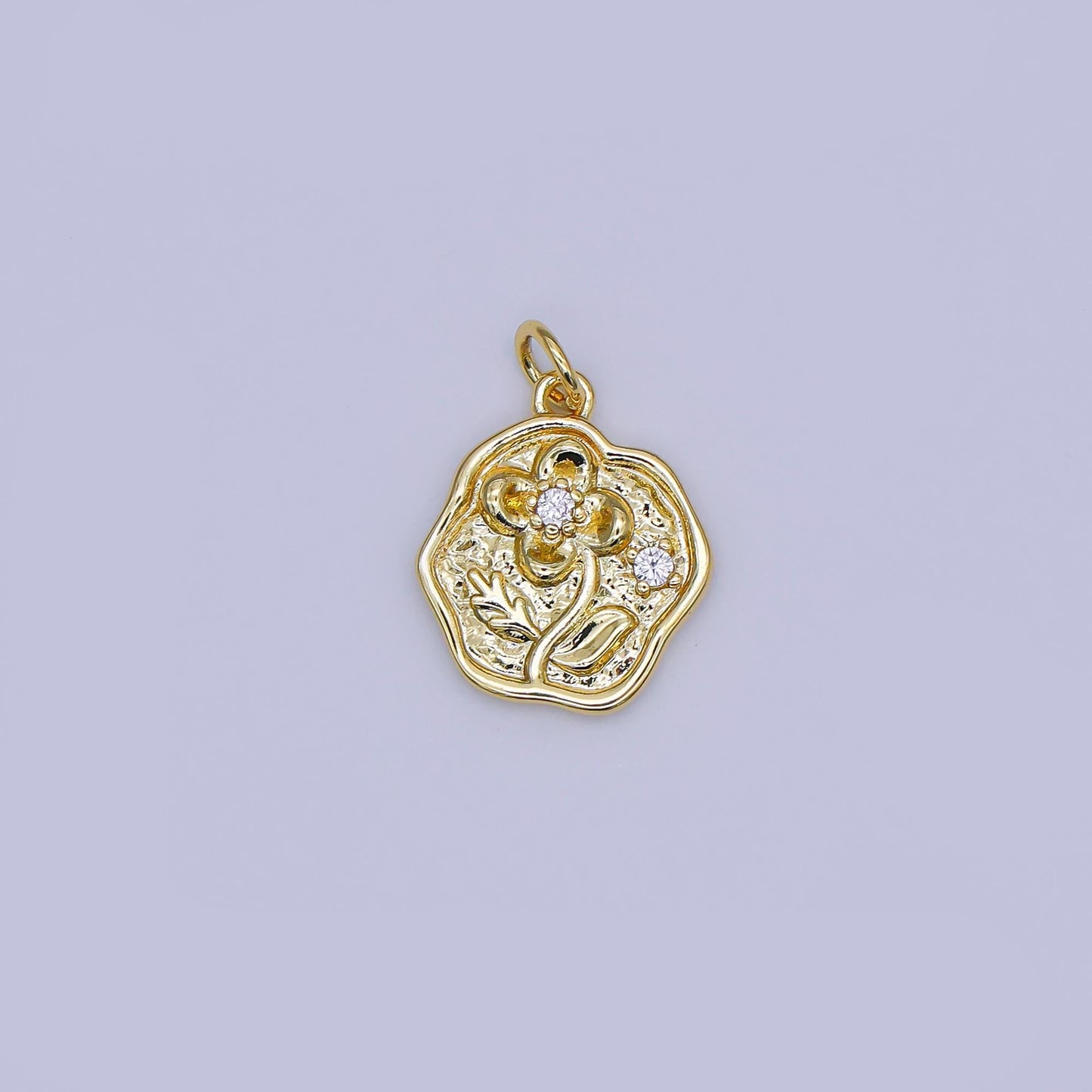 Mini Gold Molten Charms Dainty Gold Floral Pendant Cubic Rose Spring Garden Charm for Necklace Bracelet Jewelry Making Supply AJ346