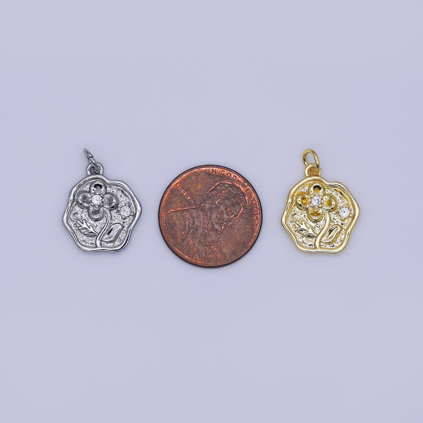 Mini Gold Molten Charms Dainty Gold Floral Pendant Cubic Rose Spring Garden Charm for Necklace Bracelet Jewelry Making Supply AJ346