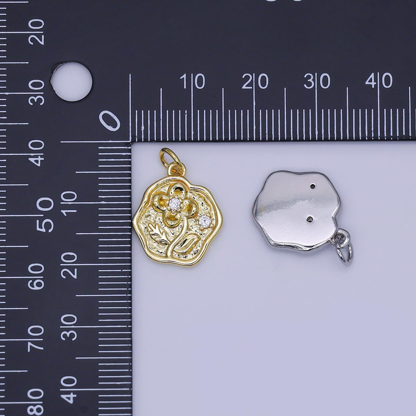 Mini Gold Molten Charms Dainty Gold Floral Pendant Cubic Rose Spring Garden Charm for Necklace Bracelet Jewelry Making Supply AJ346