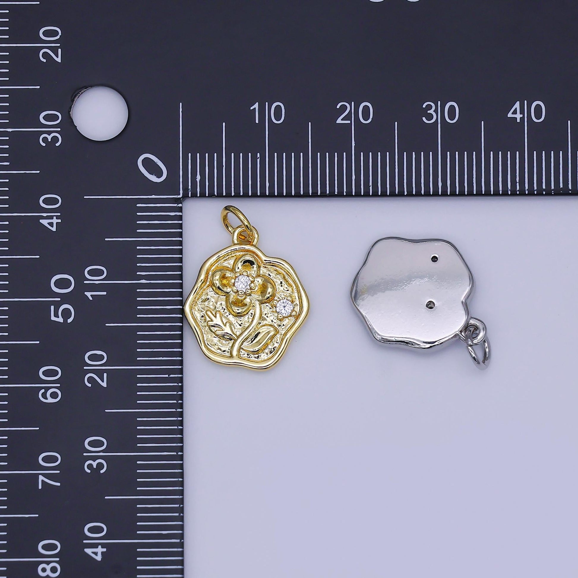 Mini Gold Molten Charms Dainty Gold Floral Pendant Cubic Rose Spring Garden Charm for Necklace Bracelet Jewelry Making Supply AJ346