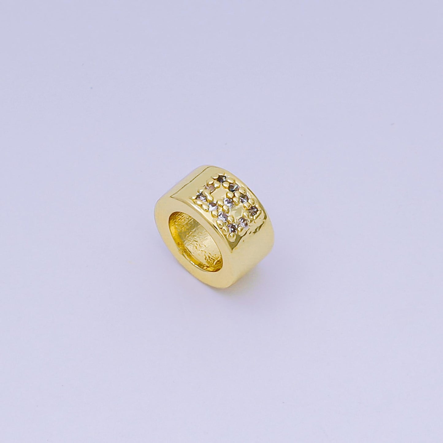 24K Gold Filled Initial Spacer Beads CZ Micro Pave Letter Rondell Spacer Beads for Bracelet Necklace DIY Jewelry Making Supply AF-053