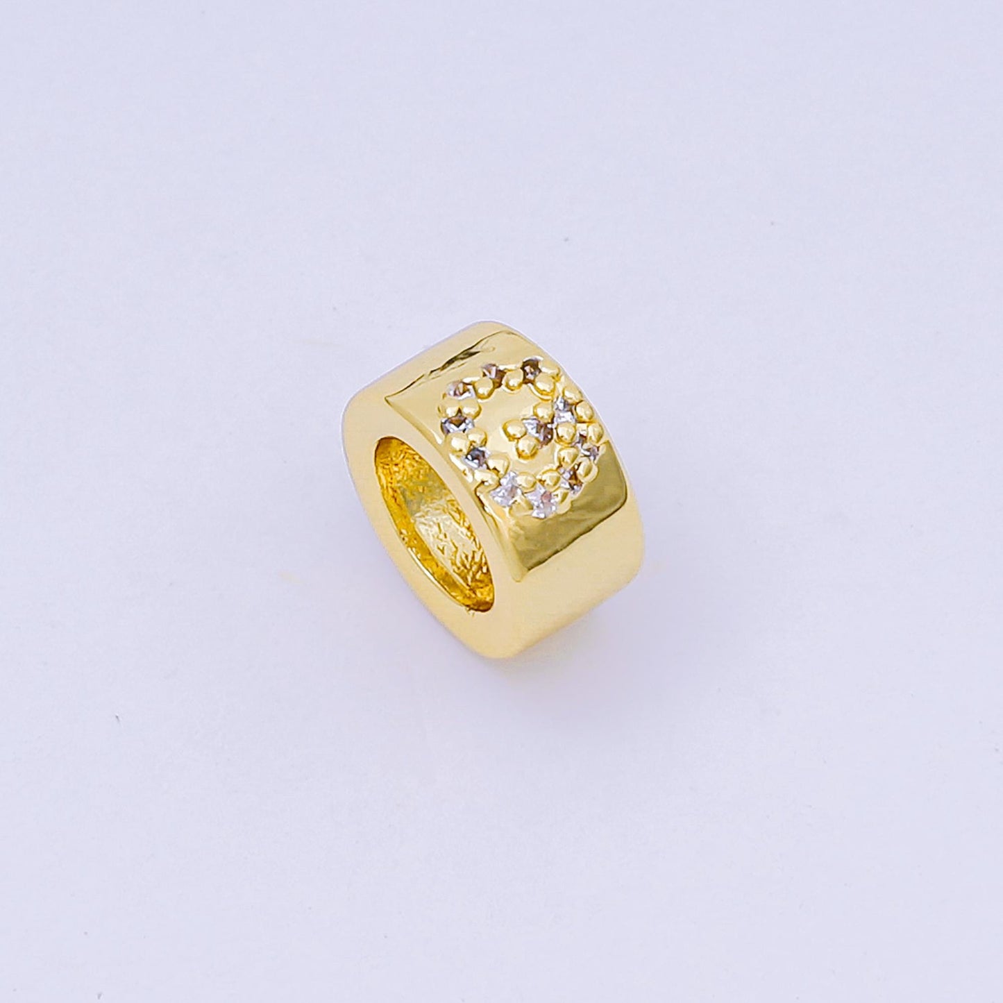 24K Gold Filled Initial Spacer Beads CZ Micro Pave Letter Rondell Spacer Beads for Bracelet Necklace DIY Jewelry Making Supply AF-053