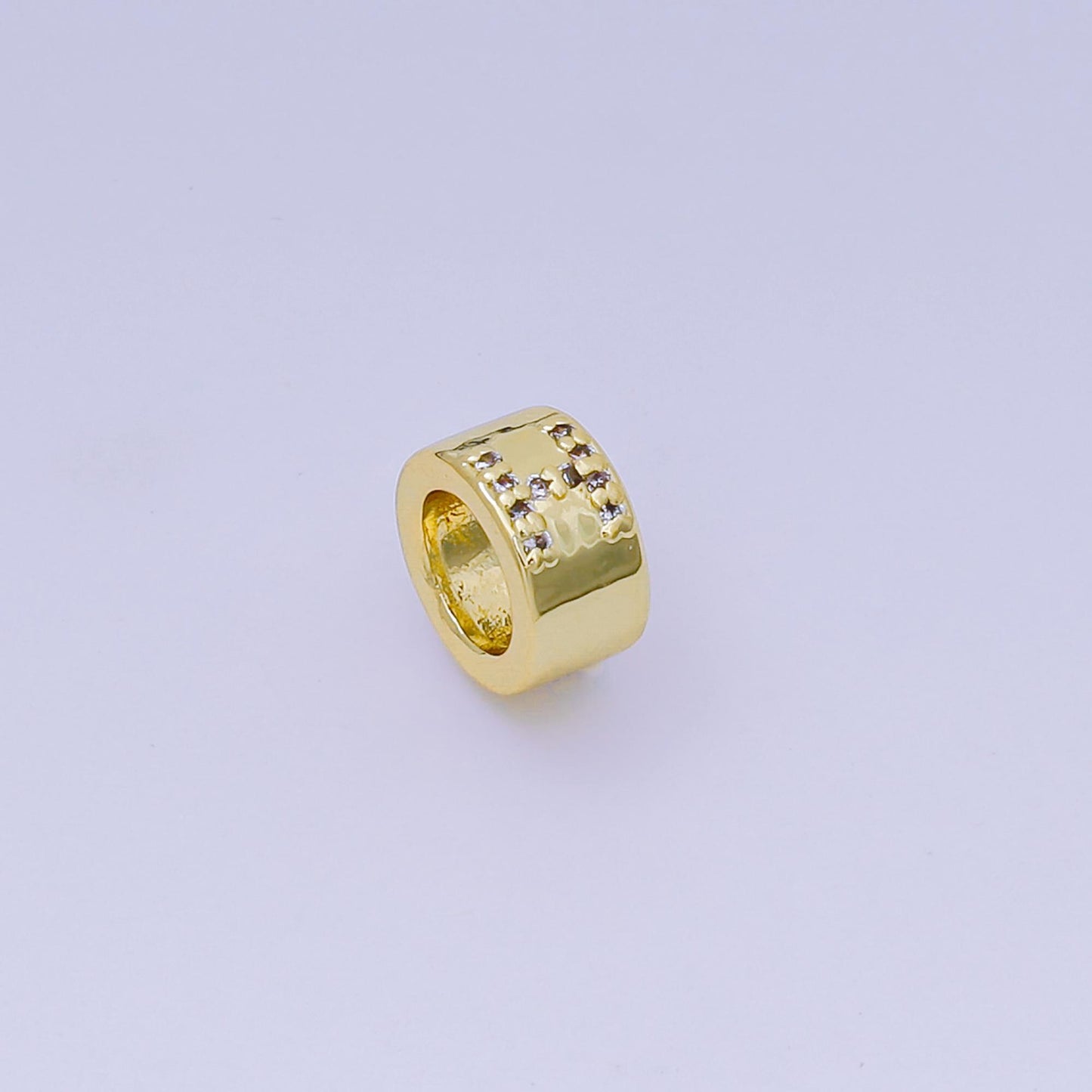 24K Gold Filled Initial Spacer Beads CZ Micro Pave Letter Rondell Spacer Beads for Bracelet Necklace DIY Jewelry Making Supply AF-053
