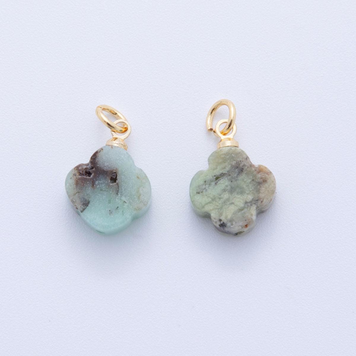 Dainty Gemstone Clover Charm Lucky Pendant Colorful Small Flower Charm with 18k Gold Filled AH-875